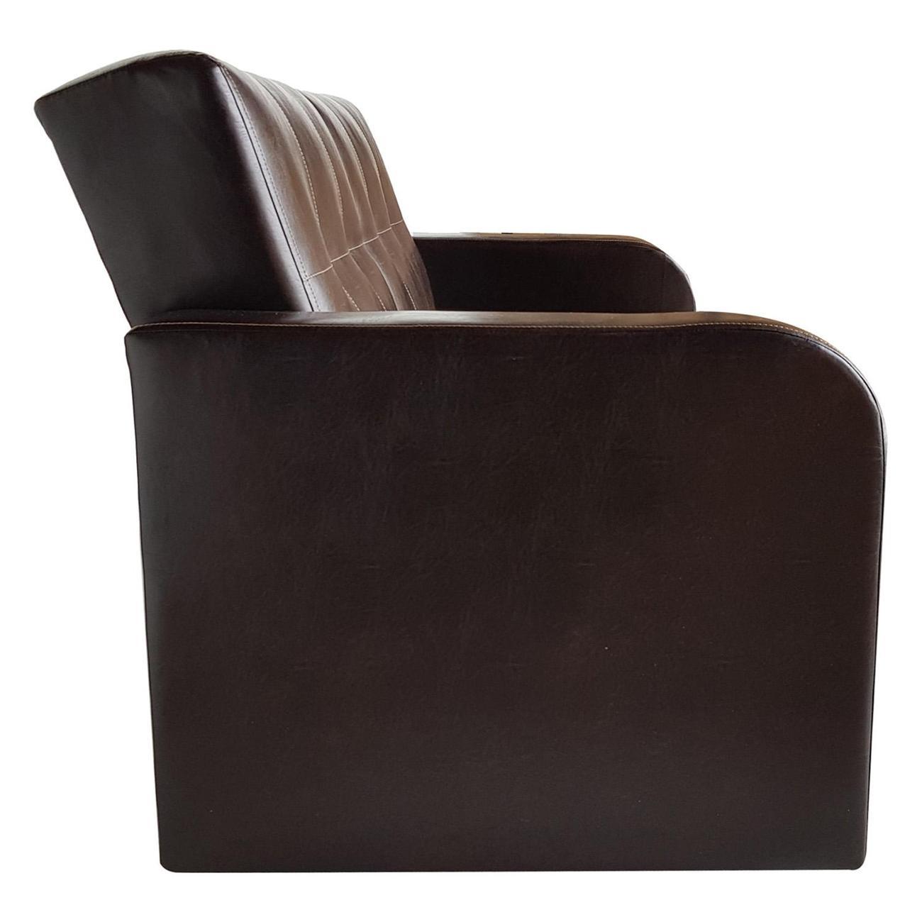 Диван МЕБЛАЙНС Оксфорд прямой нераскладной, экокожа коричневая, без с/м