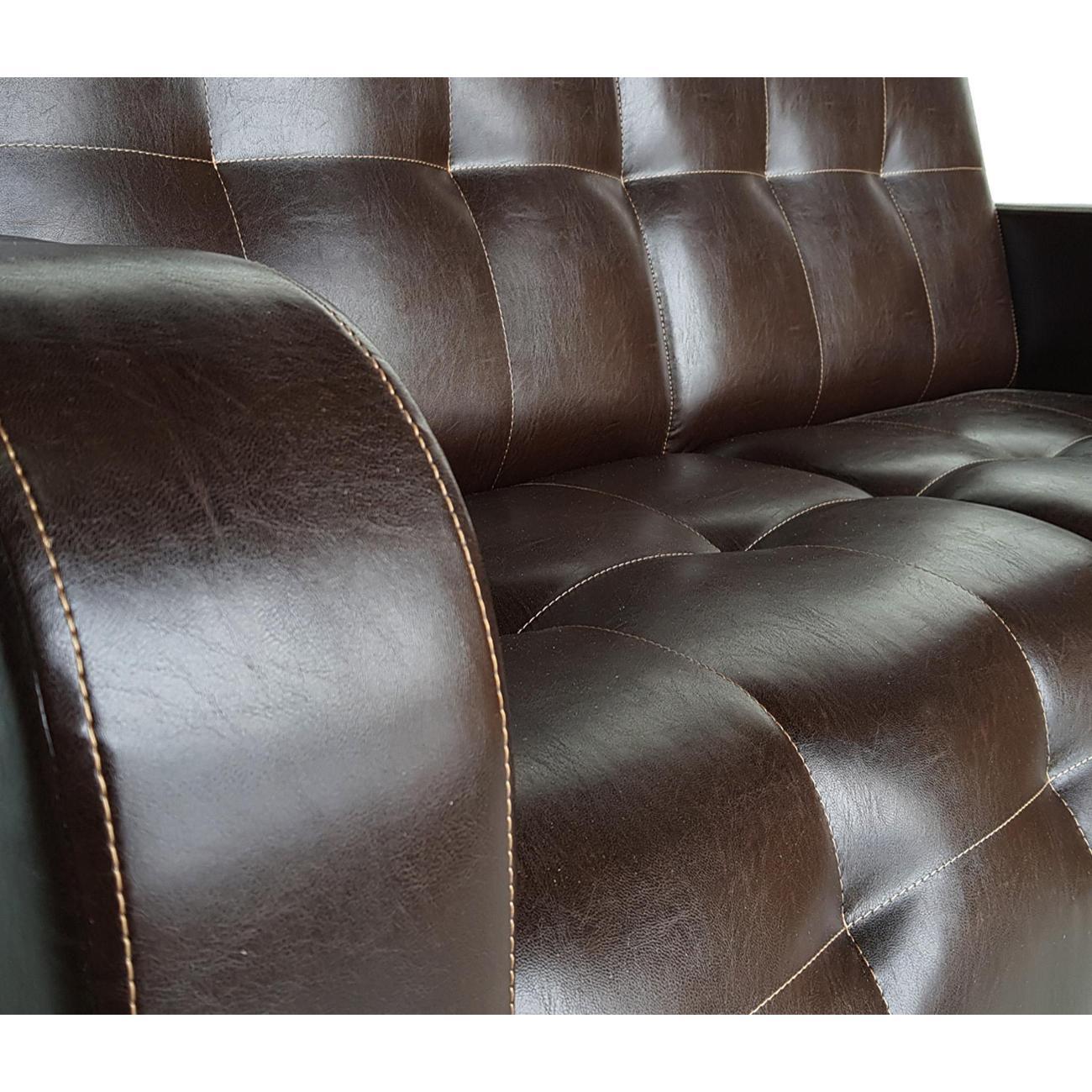 Диван МЕБЛАЙНС Оксфорд прямой нераскладной, экокожа коричневая, без с/м