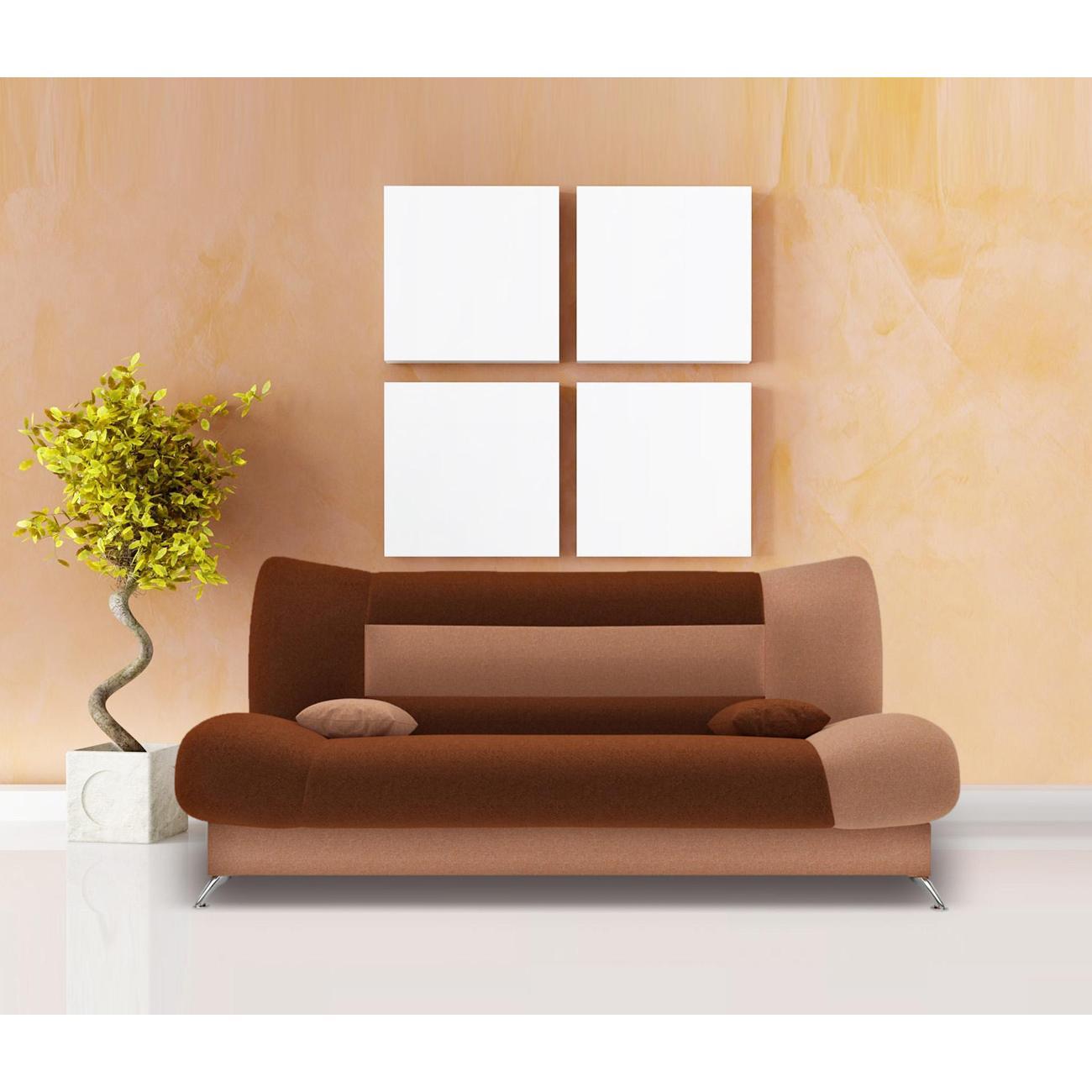 Диван МЕБЛАЙНС Лодочка прямой раскладной, коричневый , 130