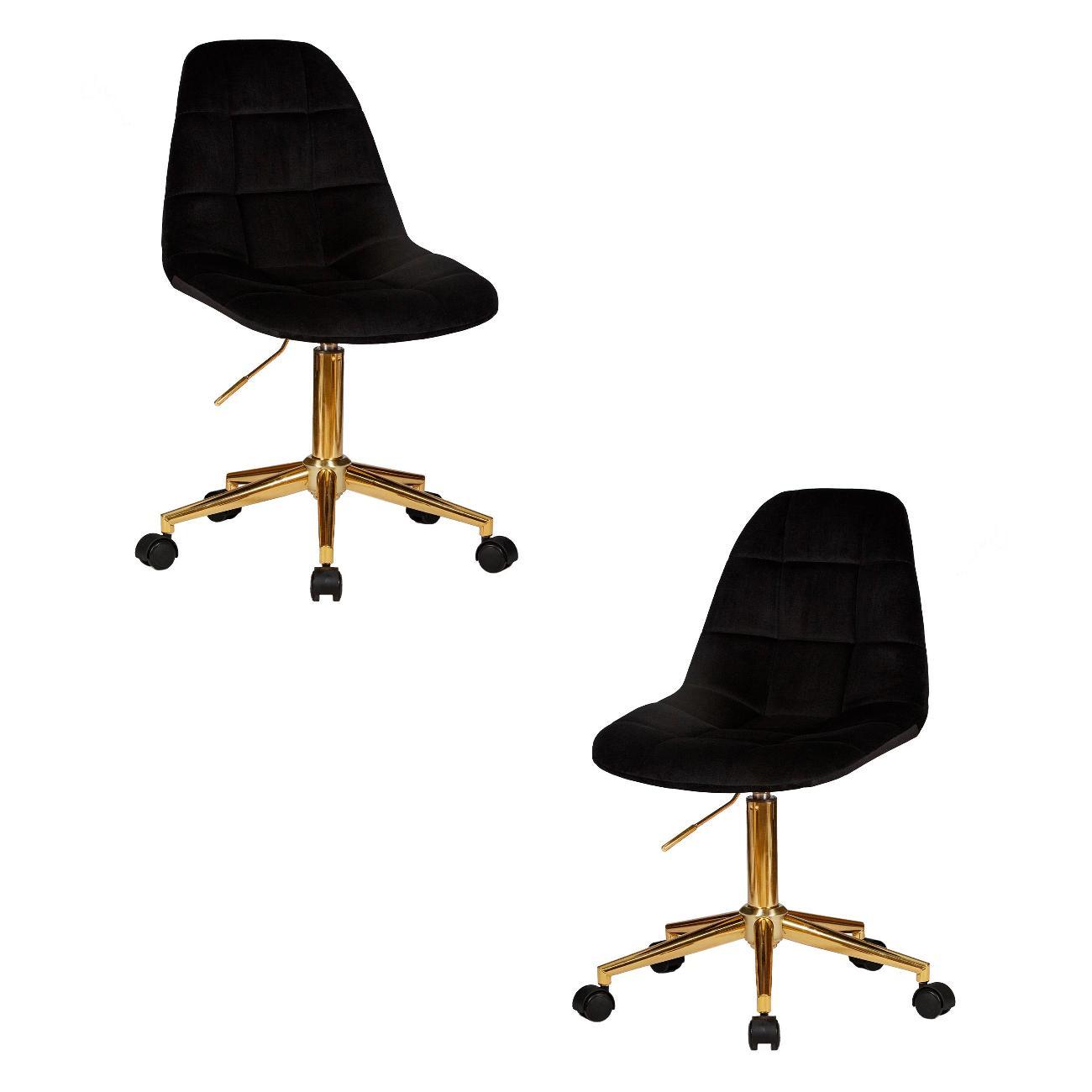 Кресло компьютерное DOBRIN MONTY GOLD черный велюр (MJ9-101) 2шт фото