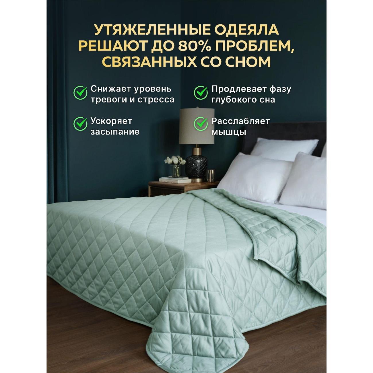 Одеяло WELLINAGRAVITY тяжелое 12 кг 200х220 евро мятное