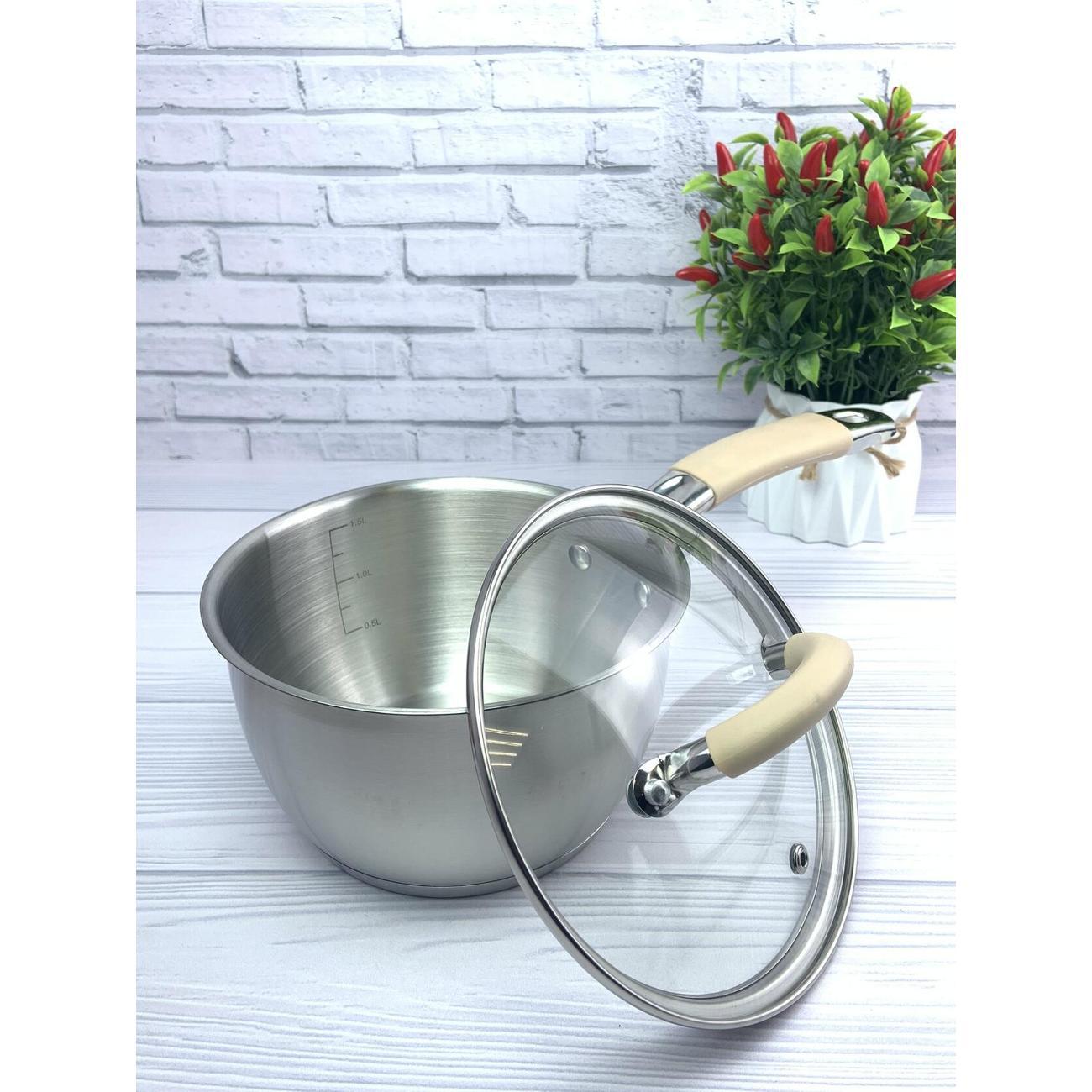 Ковш Эко-Поставка с крышкой 1.5л из нержавеющей стали (7216)