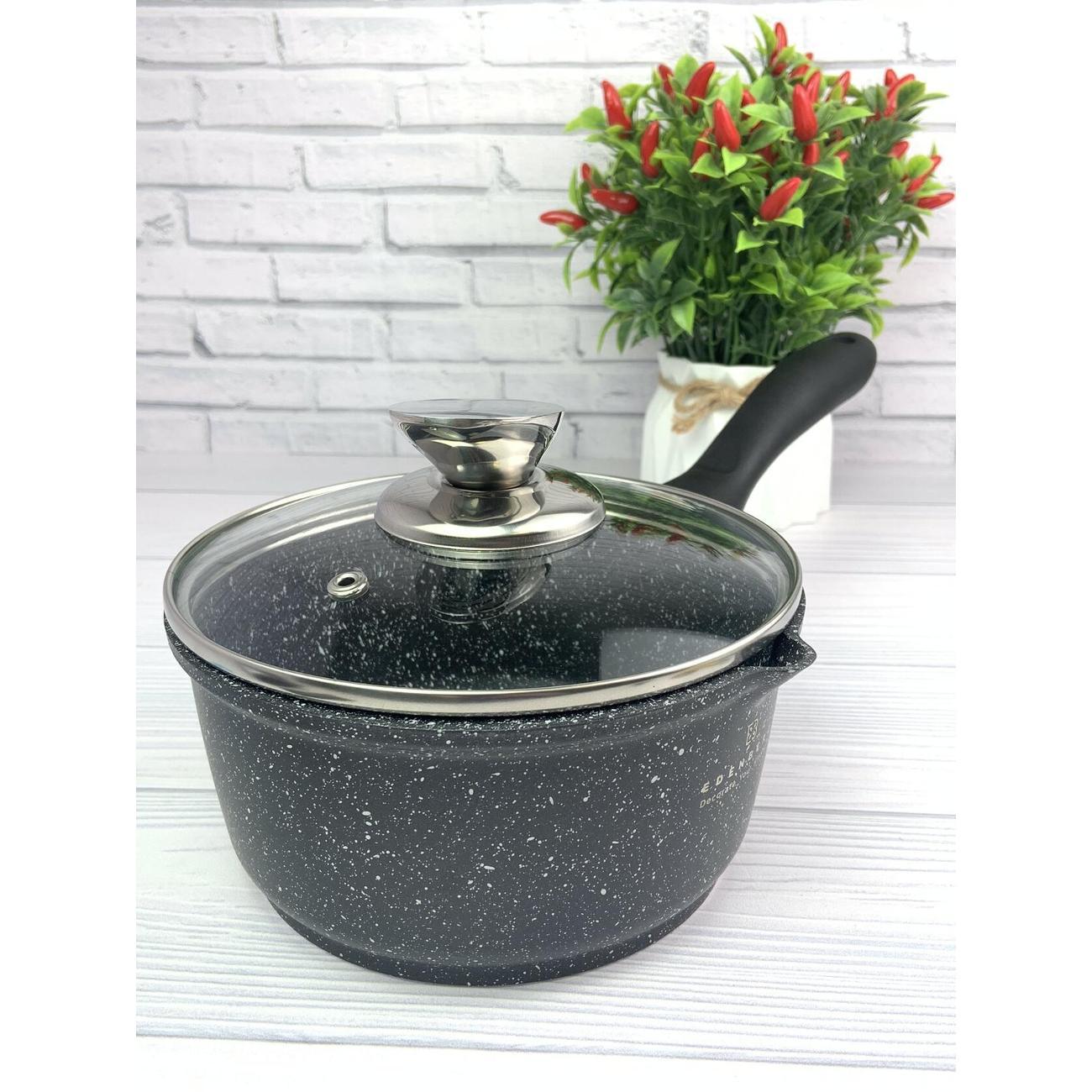 Ковш Edenberg с крышкой 1.3л с мраморным покрытием EB-8044