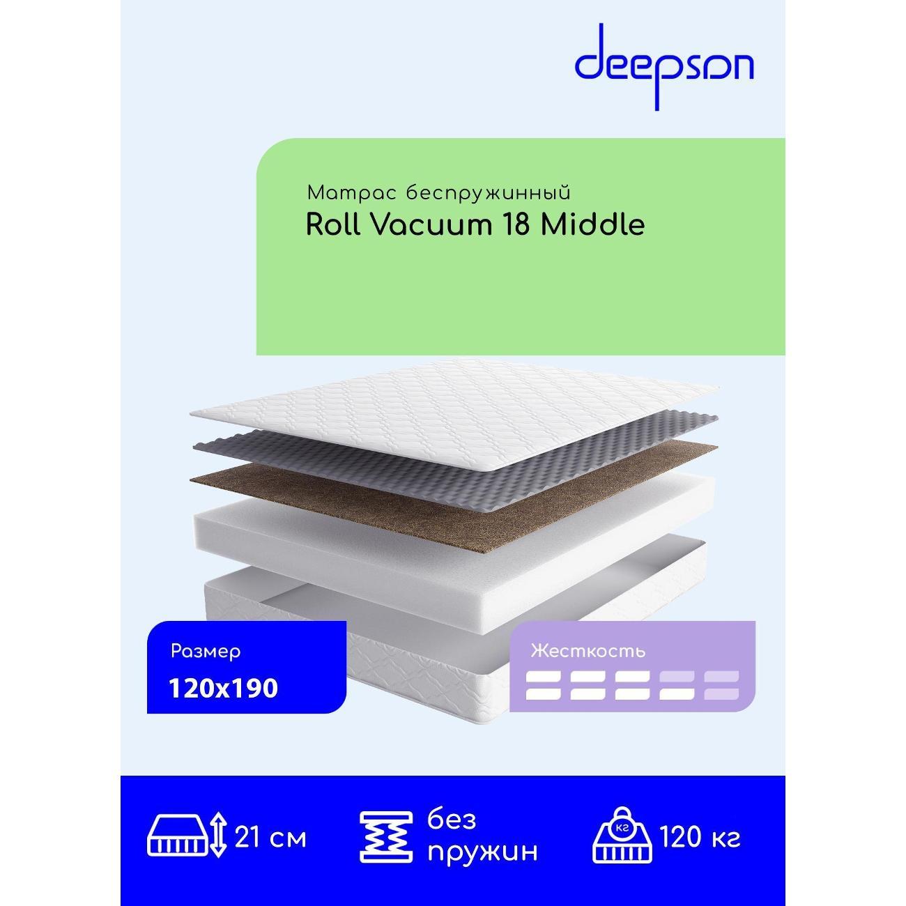 Матрас Deepson 120x190 Roll Vacuum 18 Middle (высота 21 см, Cкрутка)