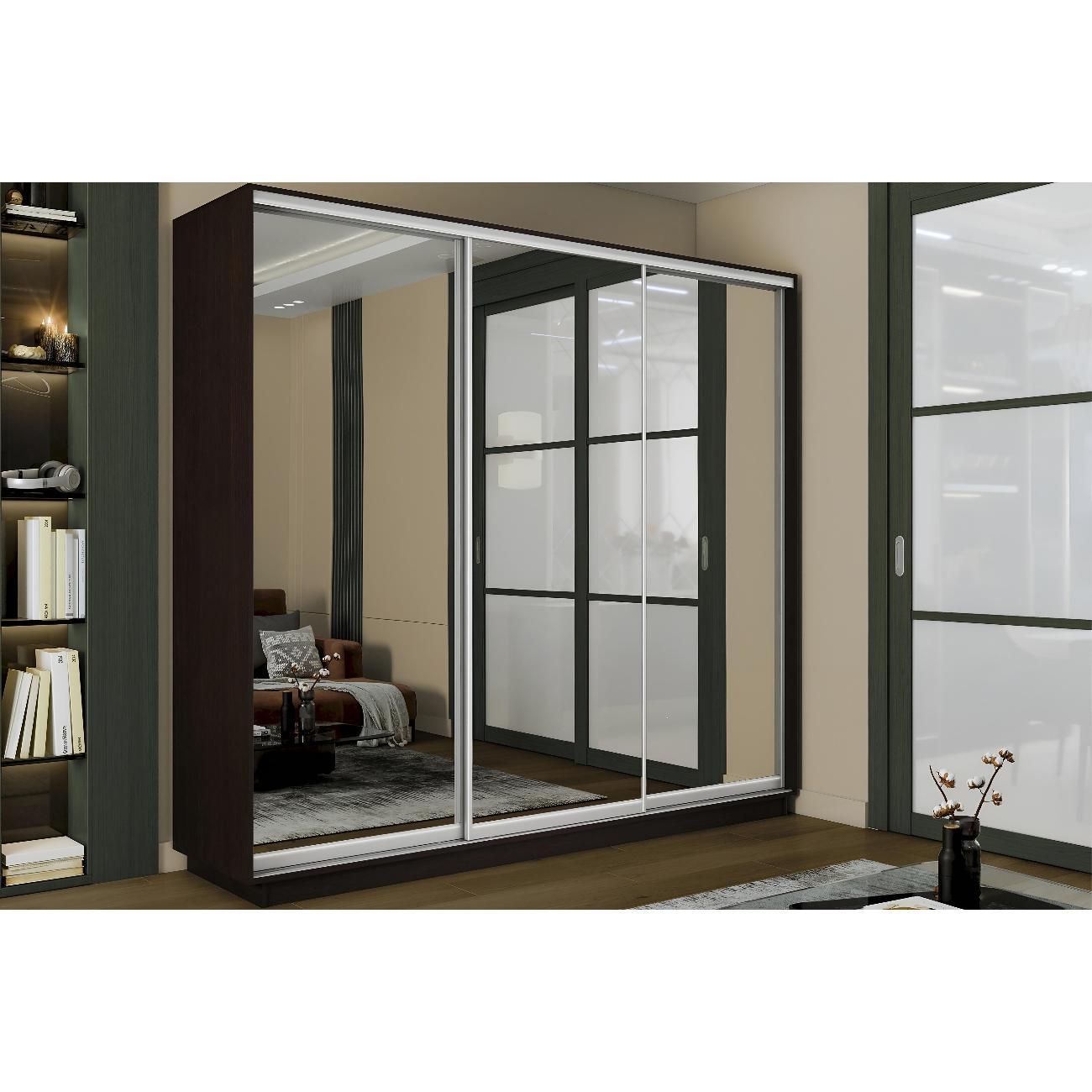 Шкаф-купе Е1 2,1 Экспресс 3-х дверный 210х220х45 с зеркалами венге