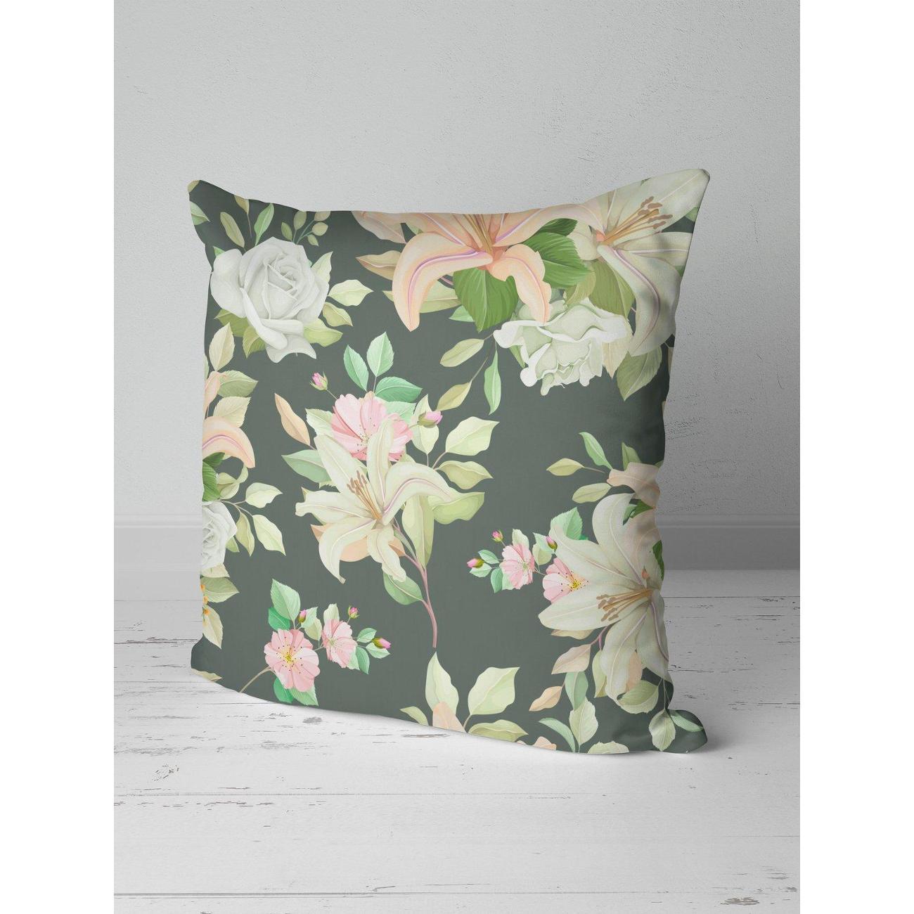 Подушка PrintyFull Белые розы, лилии, розовые FP10543743
