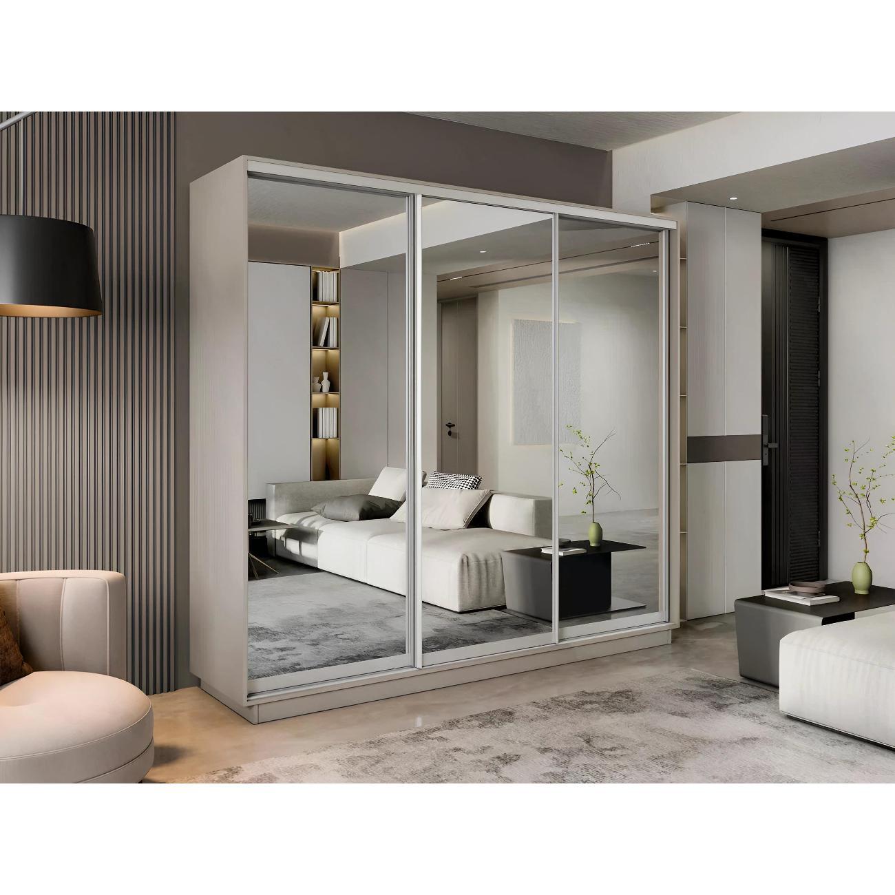 Шкаф-купе Е1 2,4 Экспресс 3-х дверный 240х220х45 с зеркалами Кашемир