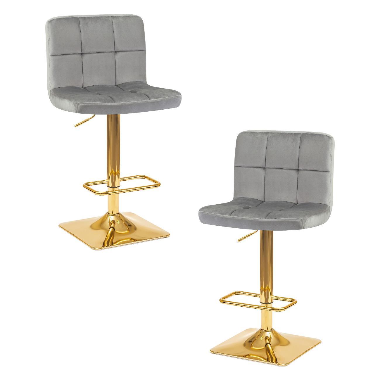 Стул барный DOBRIN GOLDIE серый велюр (MJ9-75) 2шт фото