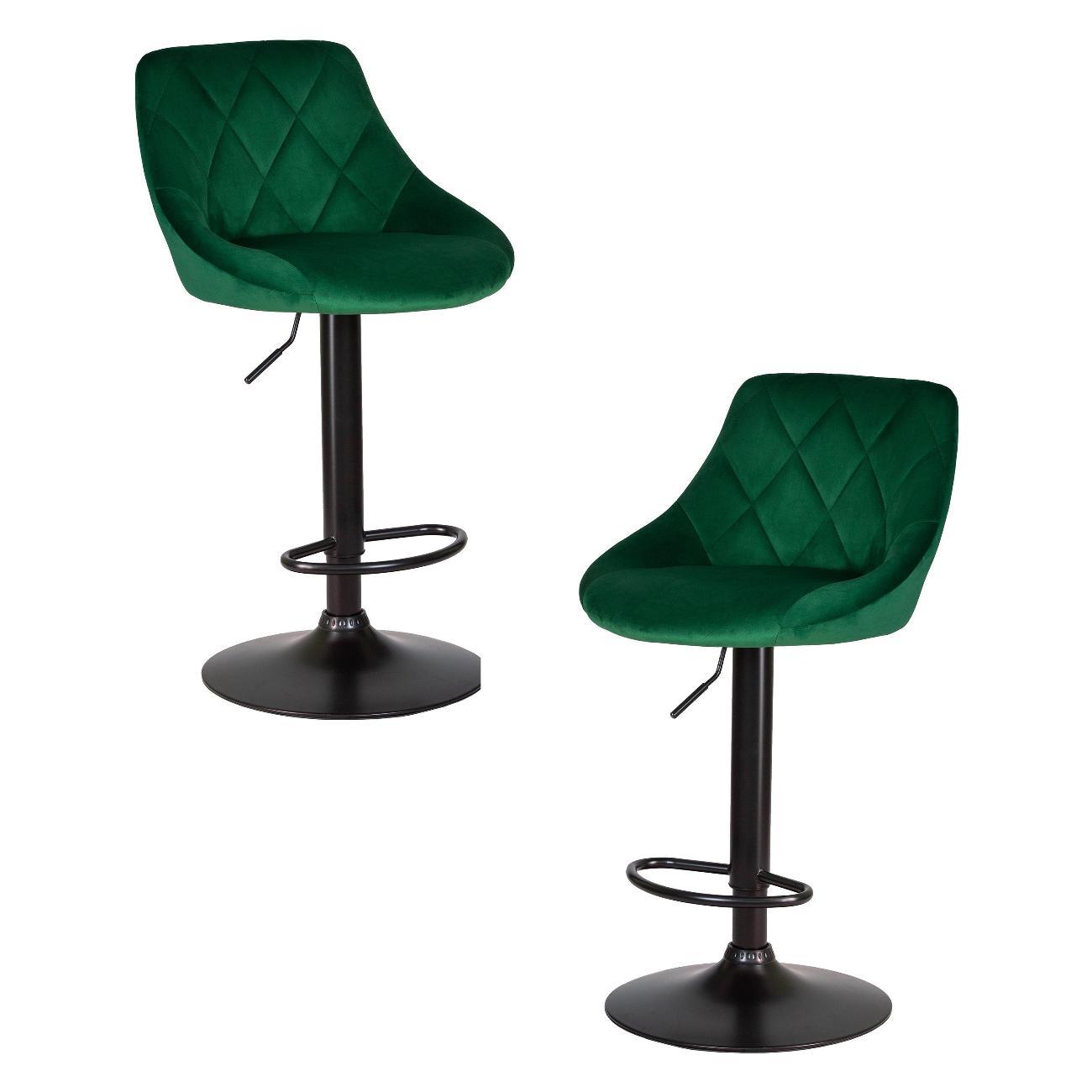 Стул барный DOBRIN LOGAN BLACK зеленый велюр (MJ9-88) 2шт