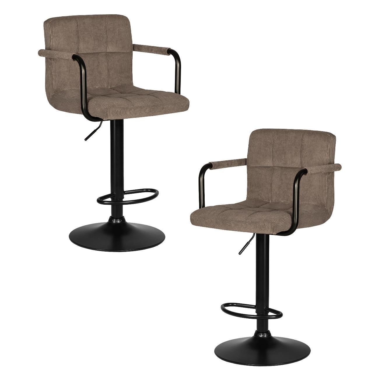 Стул барный DOBRIN KRUGER ARM BLACK какао вельвет (LAR-E2041-05) 2шт фото