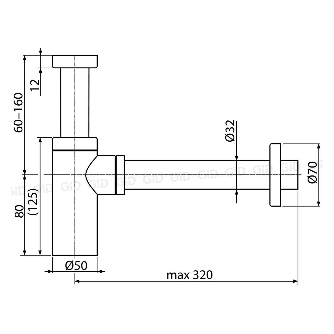 Сифон, отвод, гофра GID G-64GD