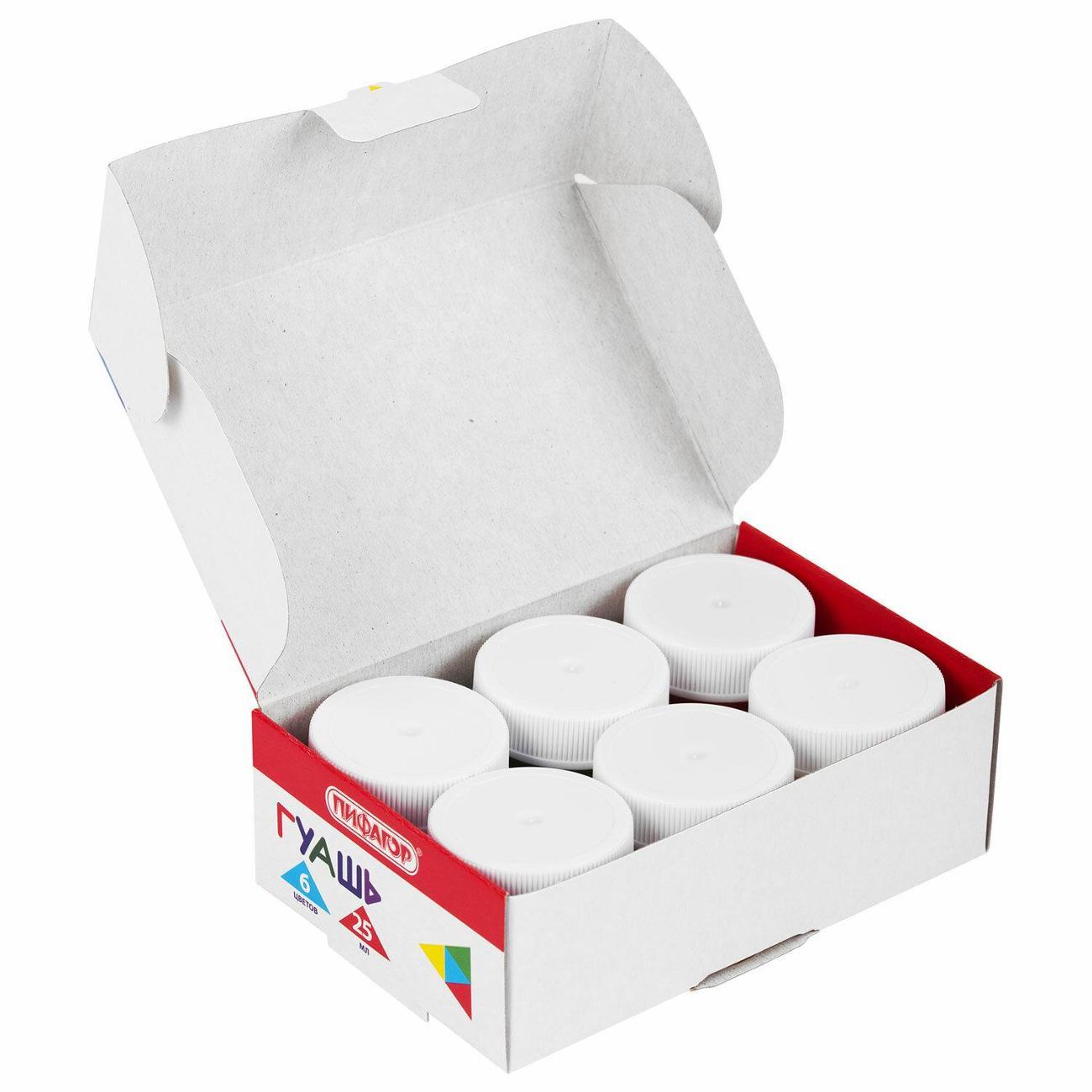 Краска художественная Пифагор Гуашь ПИФАГОР Солнышко 6цв по 25мл