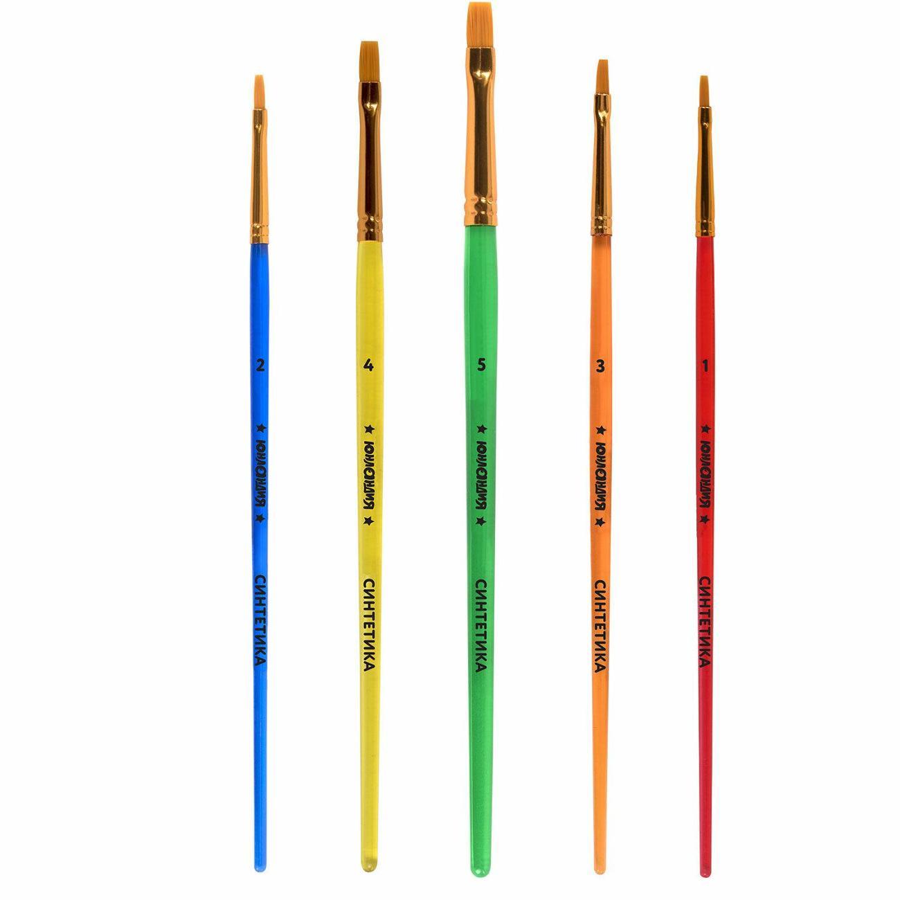 Кисть художественная Юнландия Кисти 5шт (синтетика плоские №1-5) ЮНЛАНДИЯ*