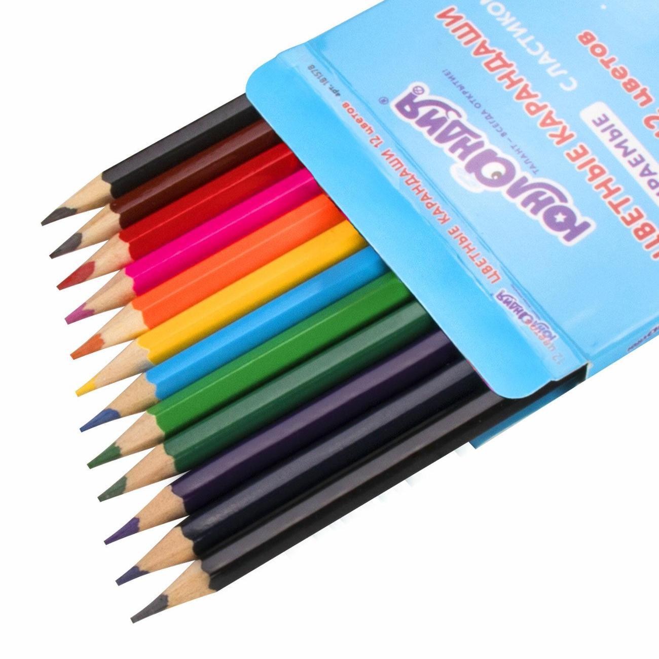 Карандаш Юнландия Карандаши стираемые цветные ЮНЛАНДИЯ 12цв дерево