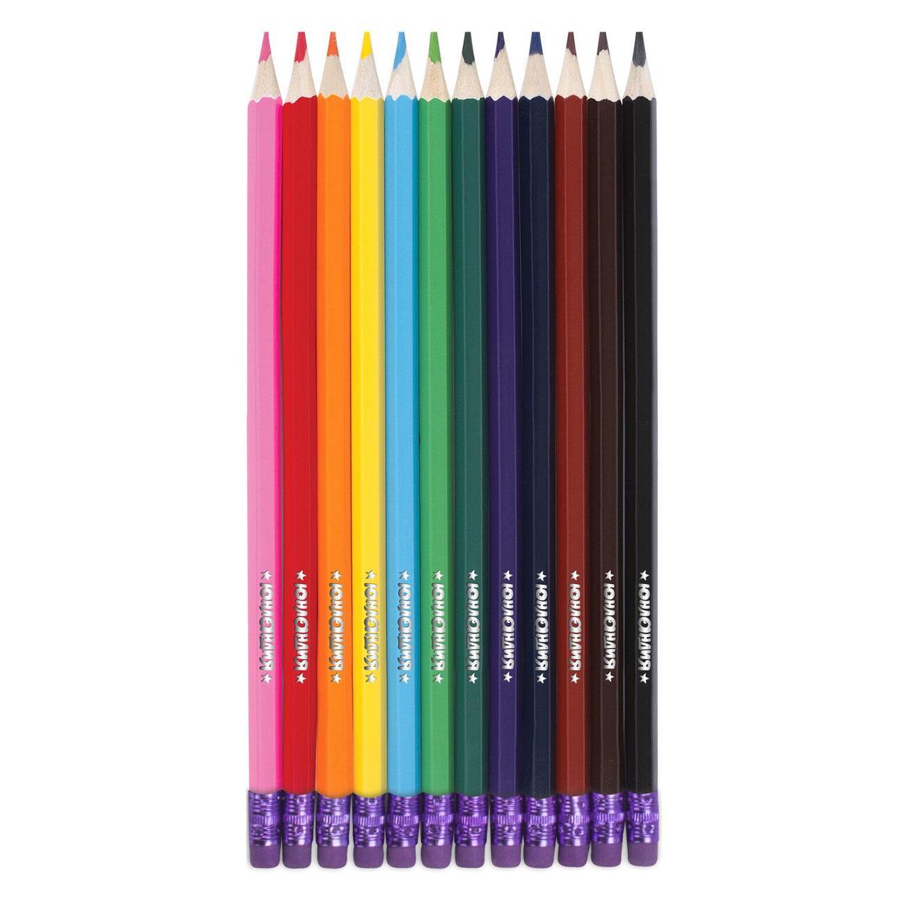 Карандаш Юнландия Карандаши стираемые цветные ЮНЛАНДИЯ 12цв дерево