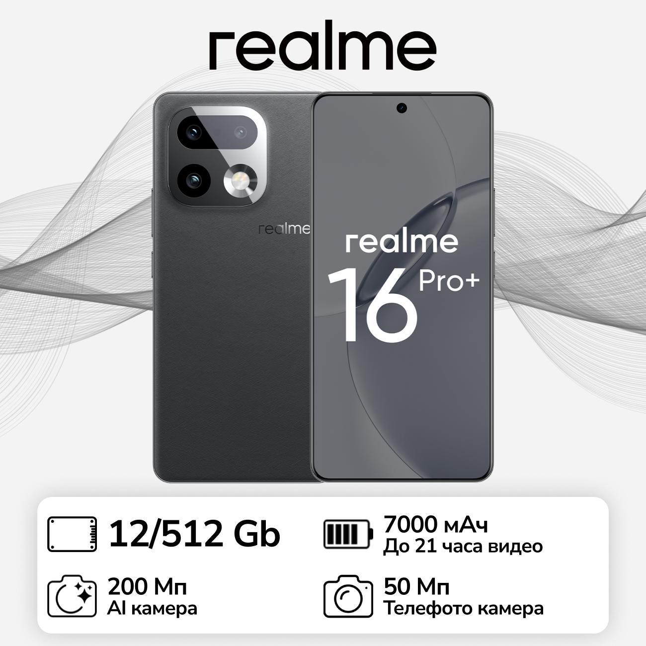 Смартфон realme 16 Pro+ 5G RMX5131 12/512 Гб Серый фото