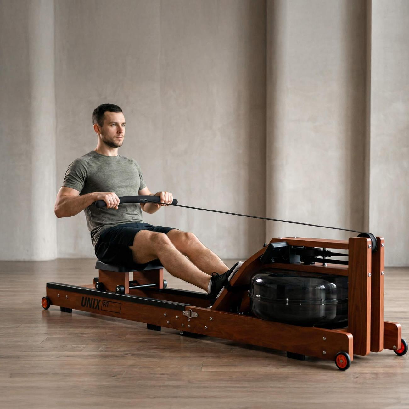 Гребной тренажер UNIX Fit Темное дерево / Wood Rower Dark
