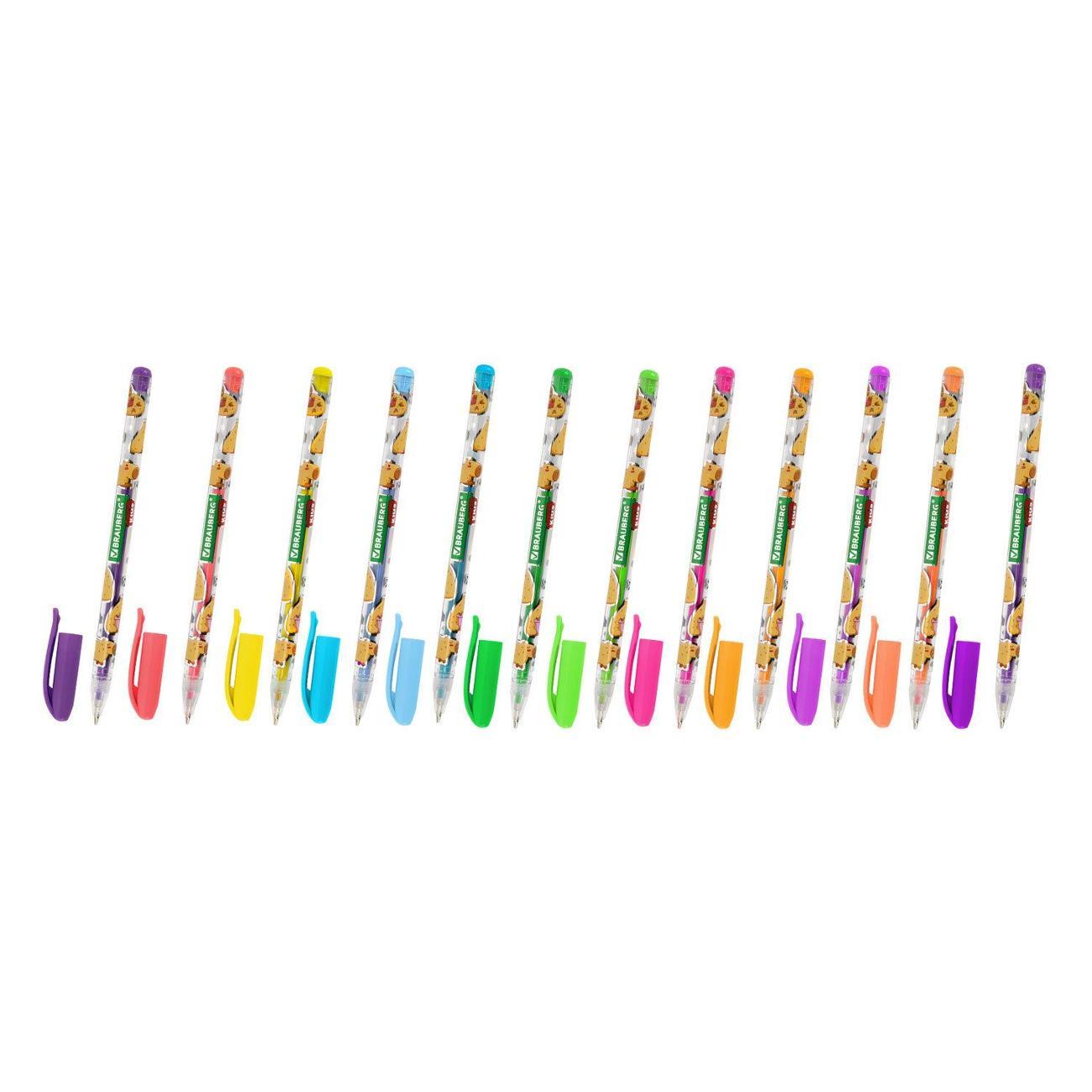 Ручка для письма Brauberg Ручки гелевые BRG KIDS 12 цв НЕОНОВЫЕ линия 0,7 м