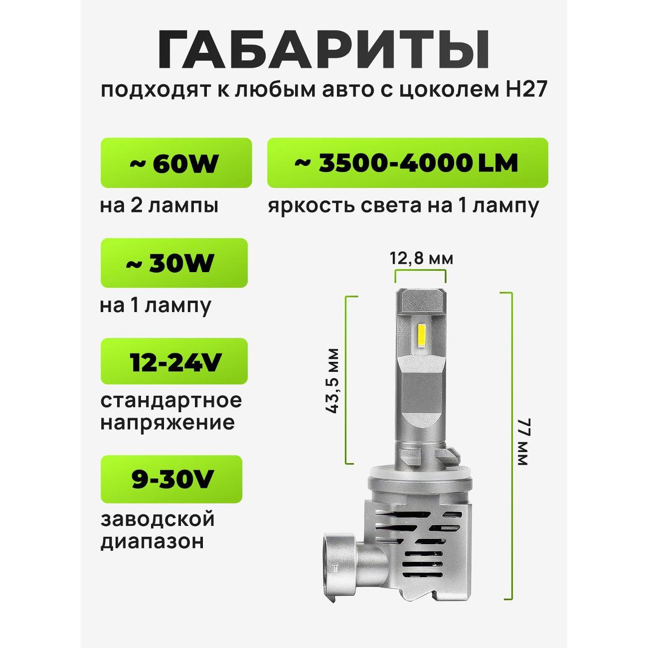 Лампа автомобильная ZMB Автомобильные светодиодные лампы цоколь H27