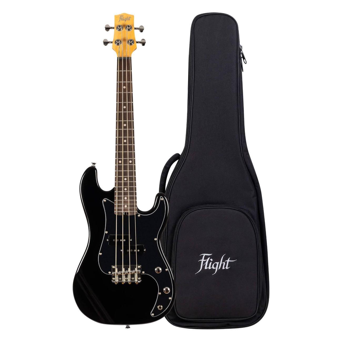Бас-гитара FLIGHT FLIGHT Mini Bass Lite BK - бас-гитара уменьшенная, цвет черный, чехол в комплекте
