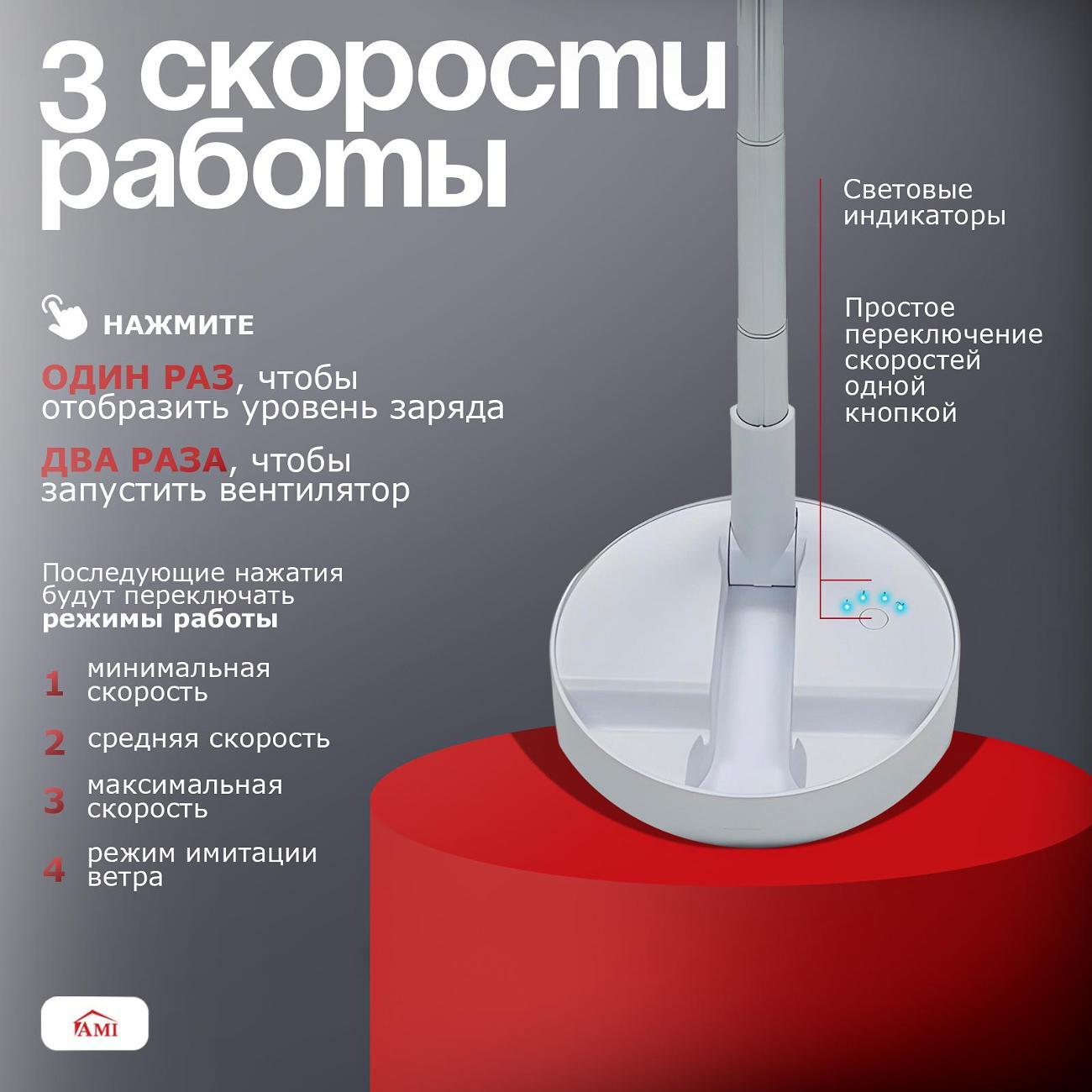 Вентилятор настольный Ami Breeze белый напольный для дома мини