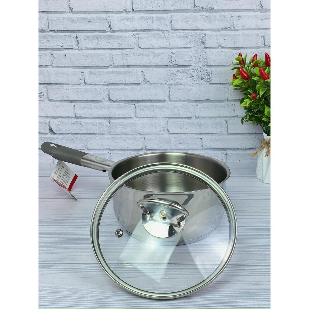 Ковш Zeidan 1 л с крышкой из нержавеющей стали с толстым дном