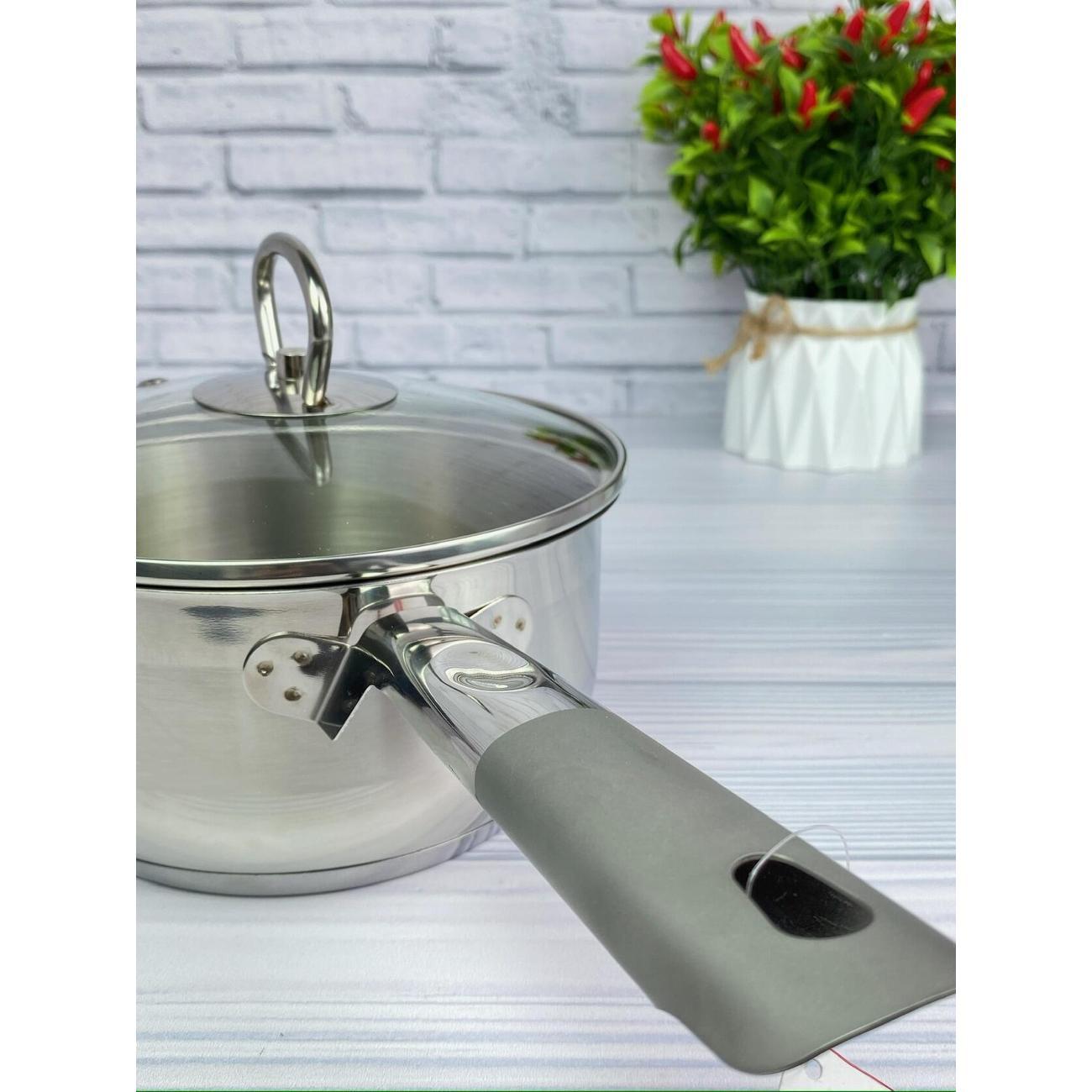 Ковш Zeidan 1 л с крышкой из нержавеющей стали с толстым дном