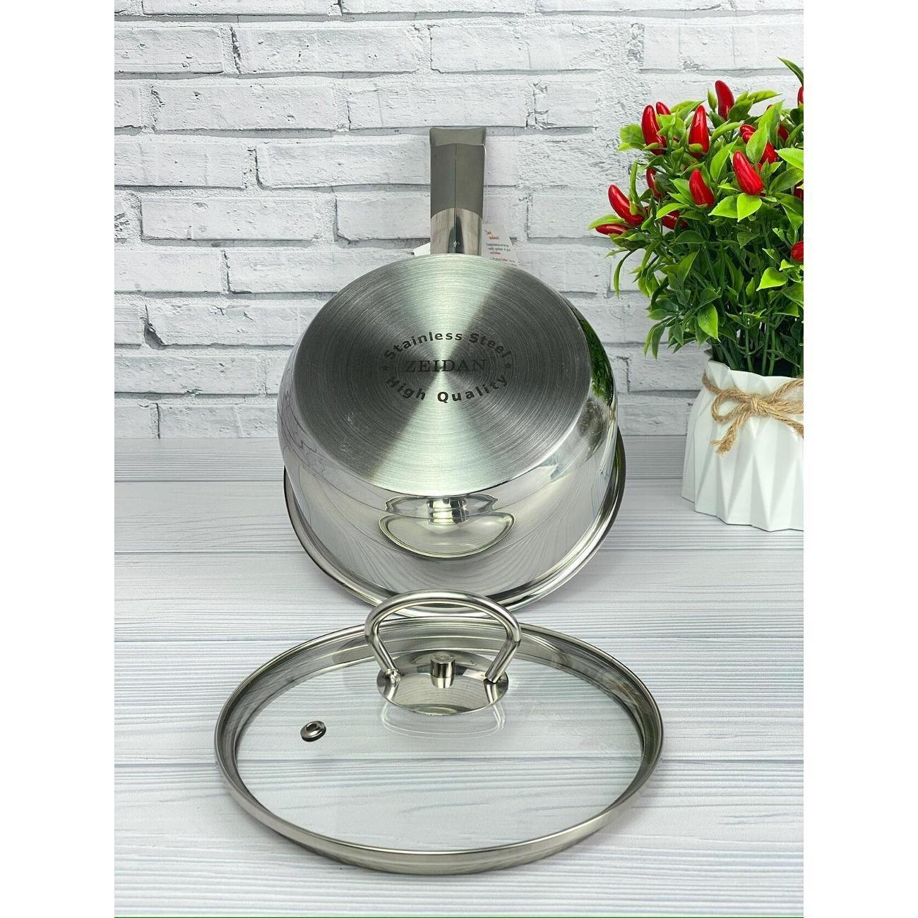 Ковш Zeidan 1,6 л с крышкой из нержавеющей стали с толстым дном