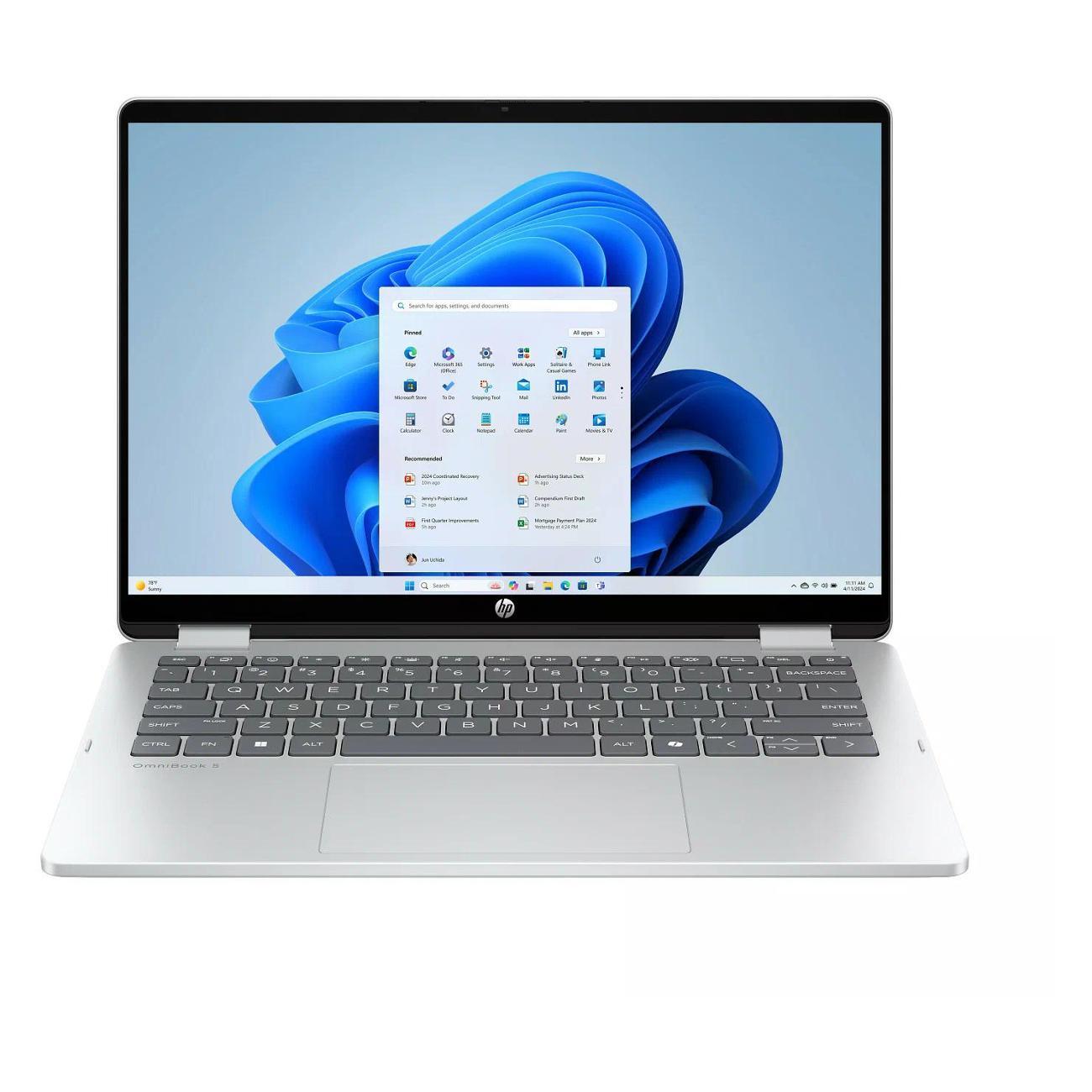 Ноутбук HP Ноутбук HP OmniBook 5 Flip 2-в-1 14-fp0023dx, 14" ,Intel Core 7 150U, 16 ГБ ОЗУ, SSD 1ТБ,2к 1920x1200,Win11