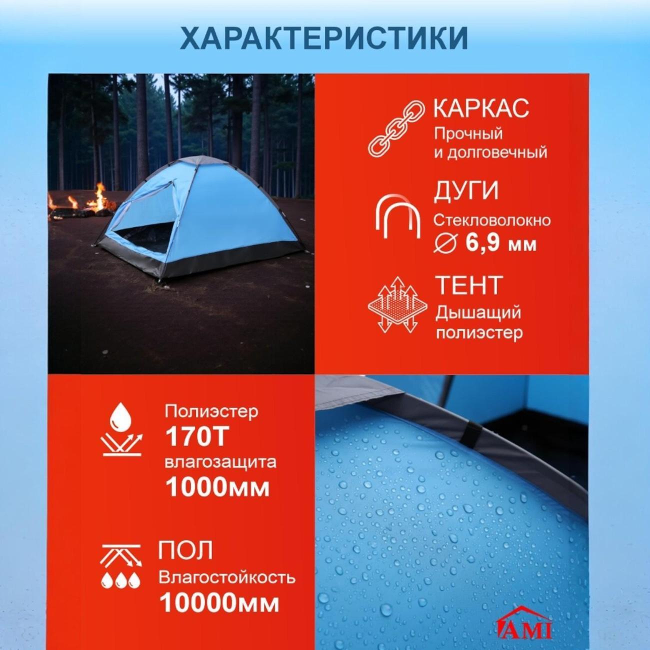 Палатка туристическая Ami Arizona голубой 2 местная