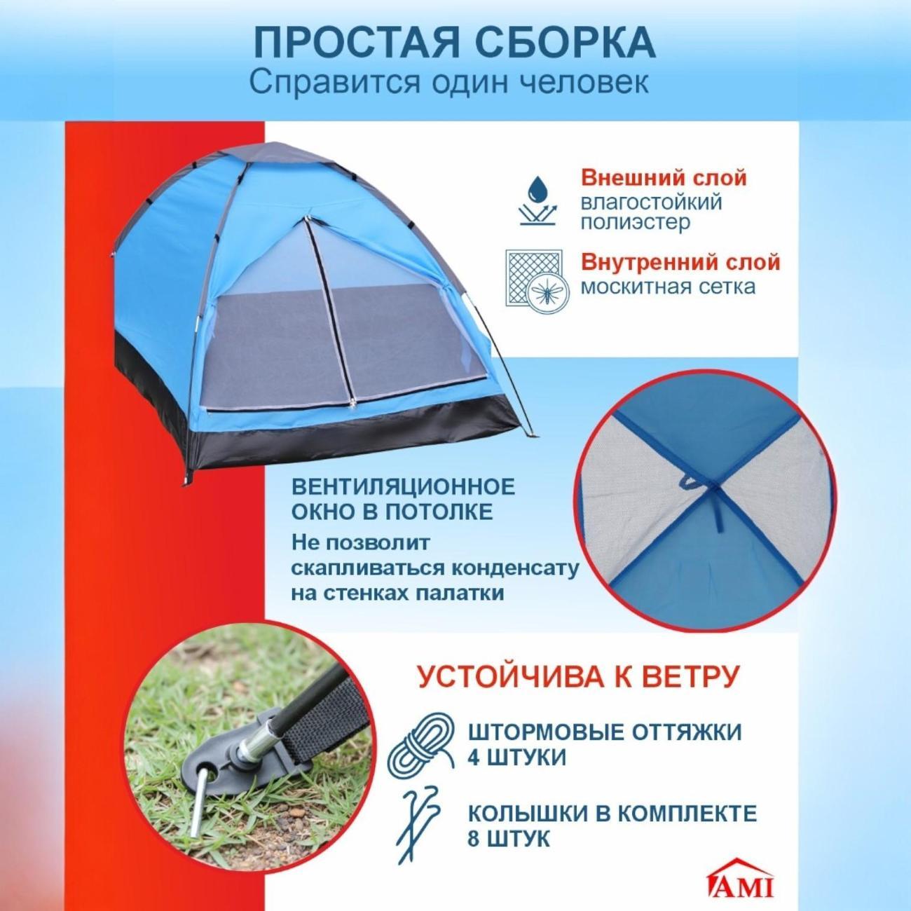 Палатка туристическая Ami Arizona голубой 2 местная