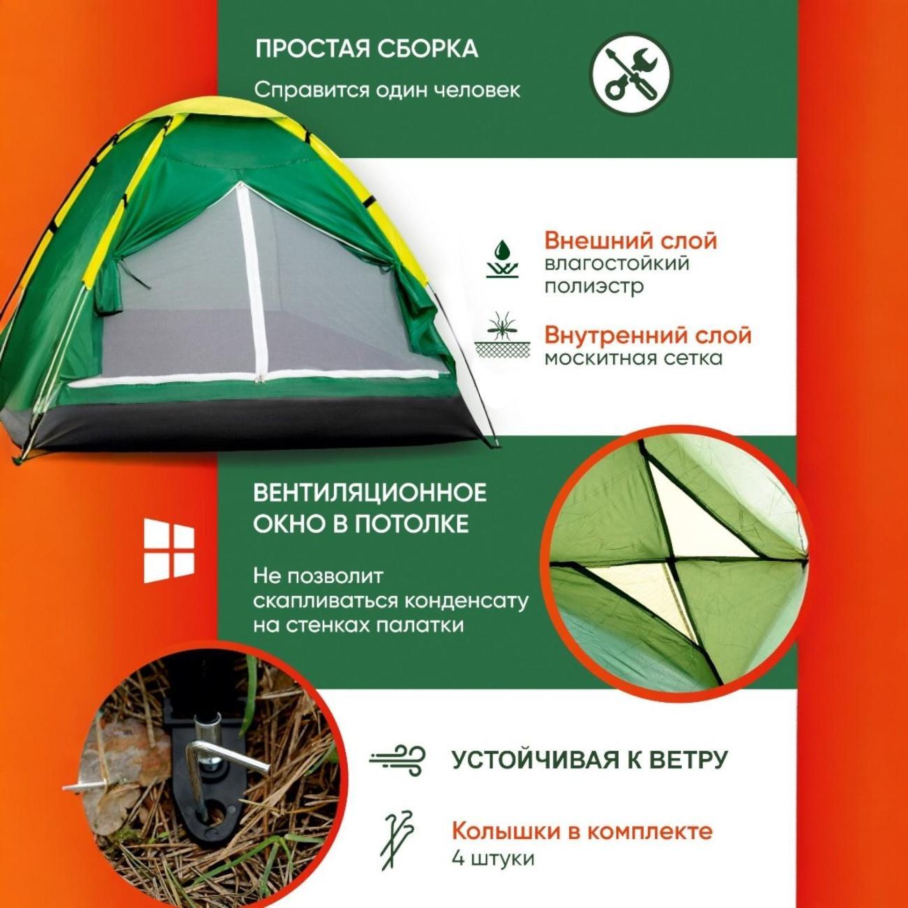 Палатка туристическая Ami Arizona зеленый 2 местная