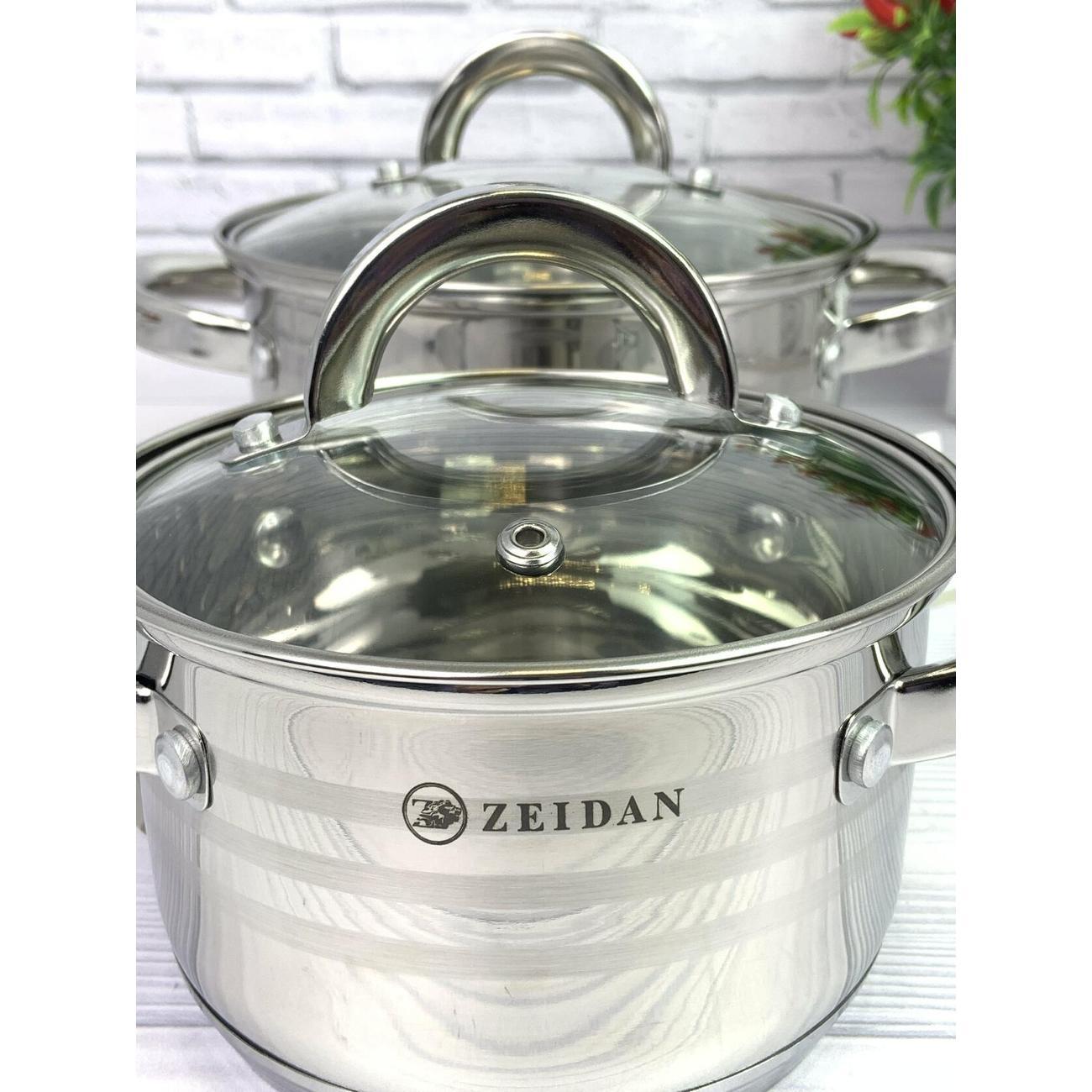 Набор кастрюль, сковород Zeidan 1,4л и 2,5л с крышками из нержавеющей стали для всех видов плит