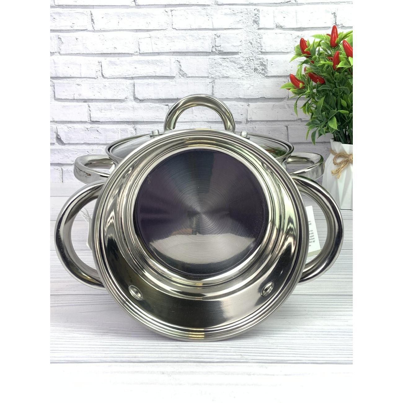 Набор кастрюль, сковород Zeidan 1,4л и 2,5л с крышками из нержавеющей стали для всех видов плит