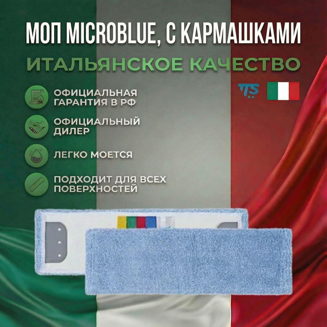 Насадка для швабры TTS Моп Microblue с держателями, микрофибра, 40*13см (00000695)