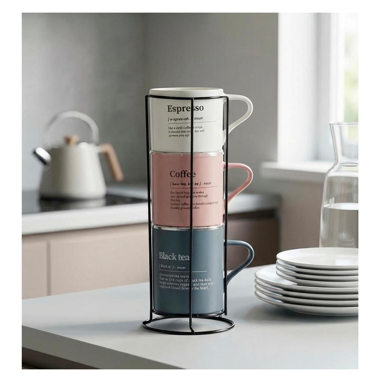 Набор кружек 3шт/250/320/400мл (фарфор) REGENT inox di PORCELLANA