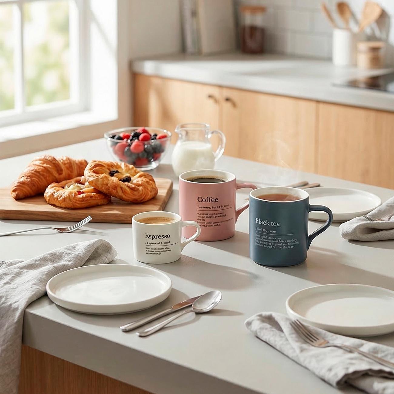 Набор кружек 3шт/250/320/400мл (фарфор) REGENT inox di PORCELLANA