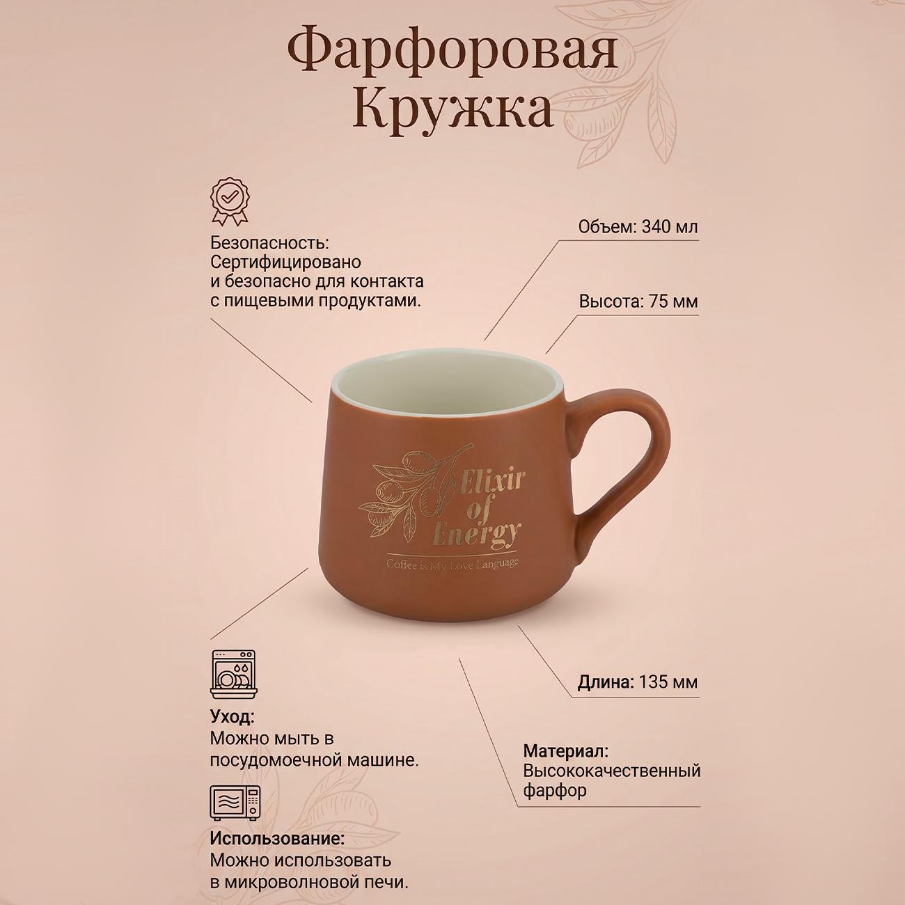 Кружка 340мл (фарфор) REGENT inox di PORCELLANA