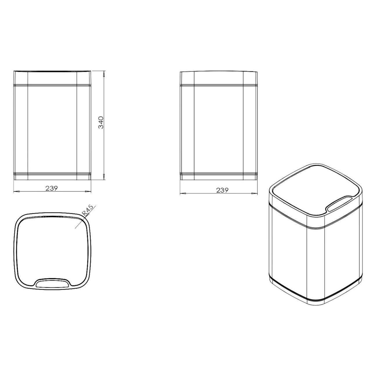 Ведро мусорное JAVA S-883B-9LG