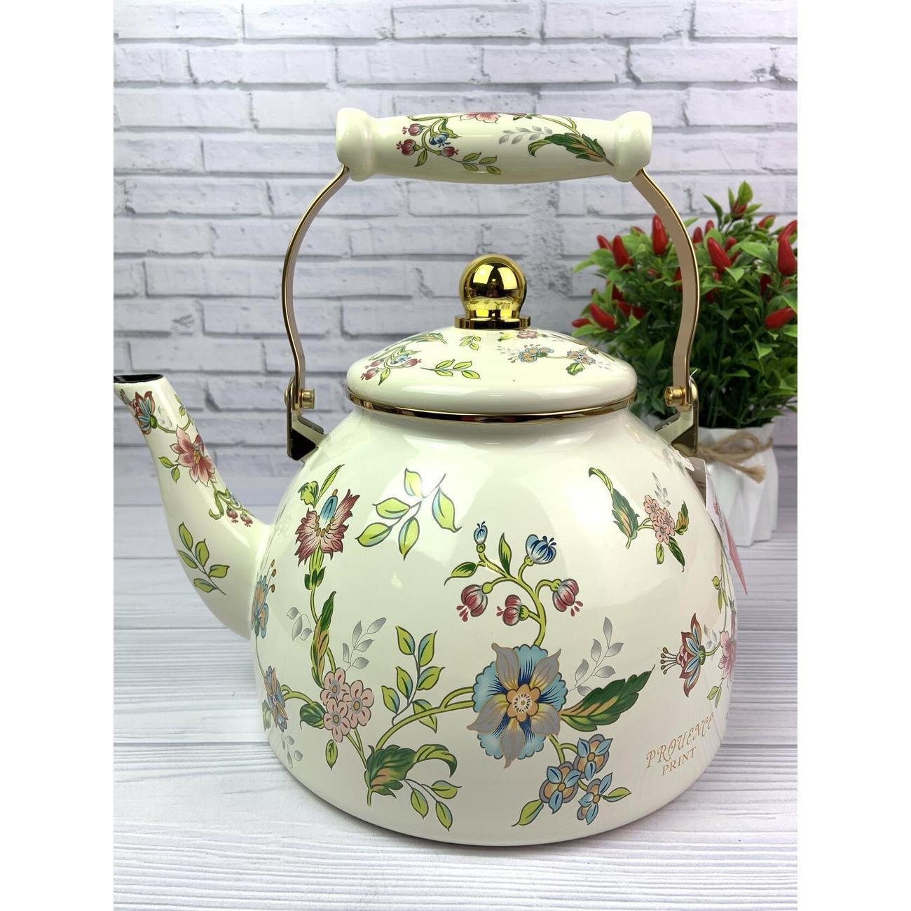 Чайник для плит Zeidan 4 л из эмалированной стали со складной ручкой