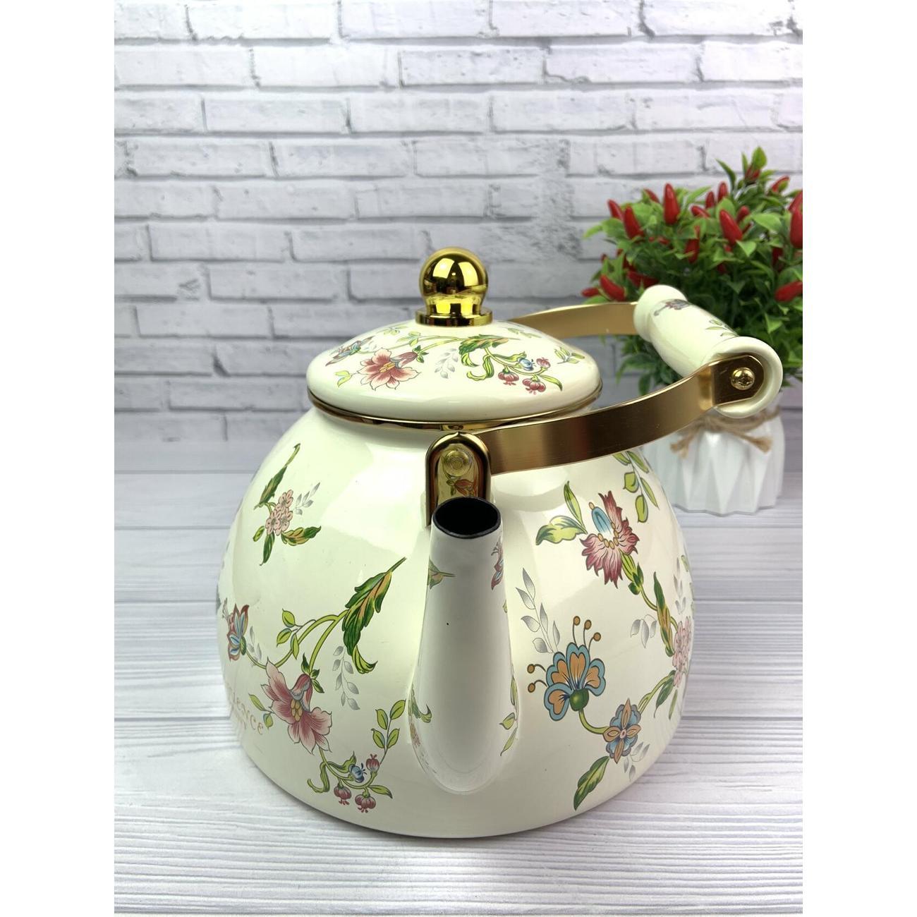 Чайник для плит Zeidan 4 л из эмалированной стали со складной ручкой