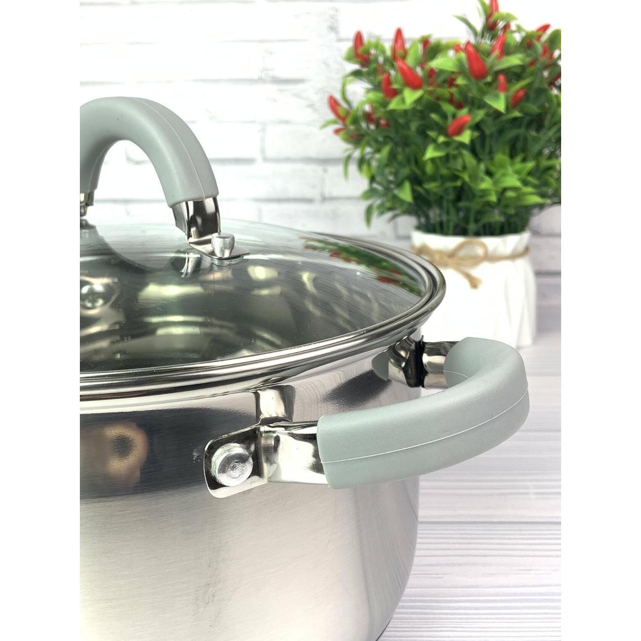 Кастрюля Эко-Поставка 5,1 л с крышкой и силиконовыми ручками