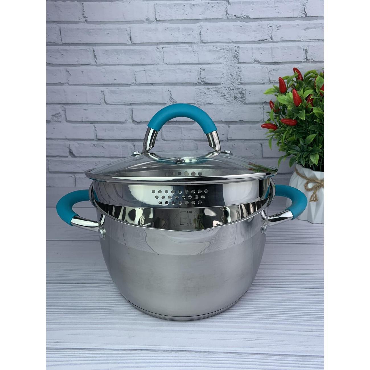 Кастрюля Эко-Поставка 2 л с крышкой и силиконовыми ручками