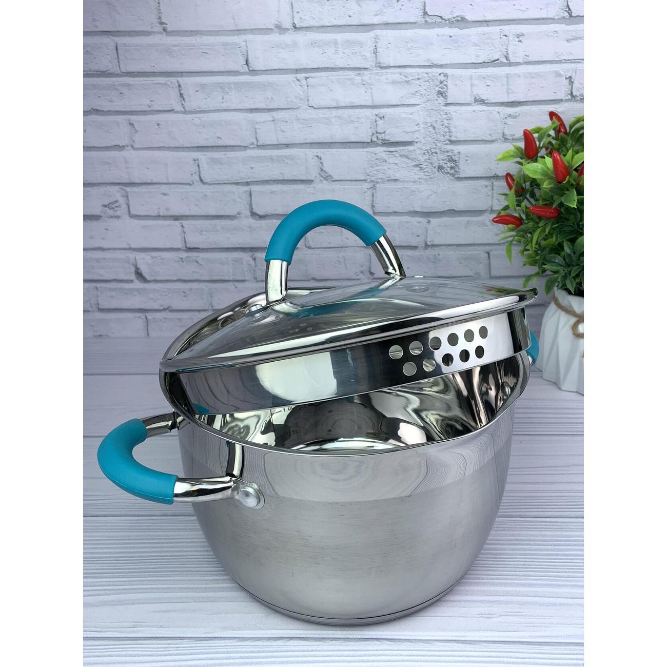 Кастрюля Эко-Поставка 2,9 л с крышкой и силиконовыми ручками