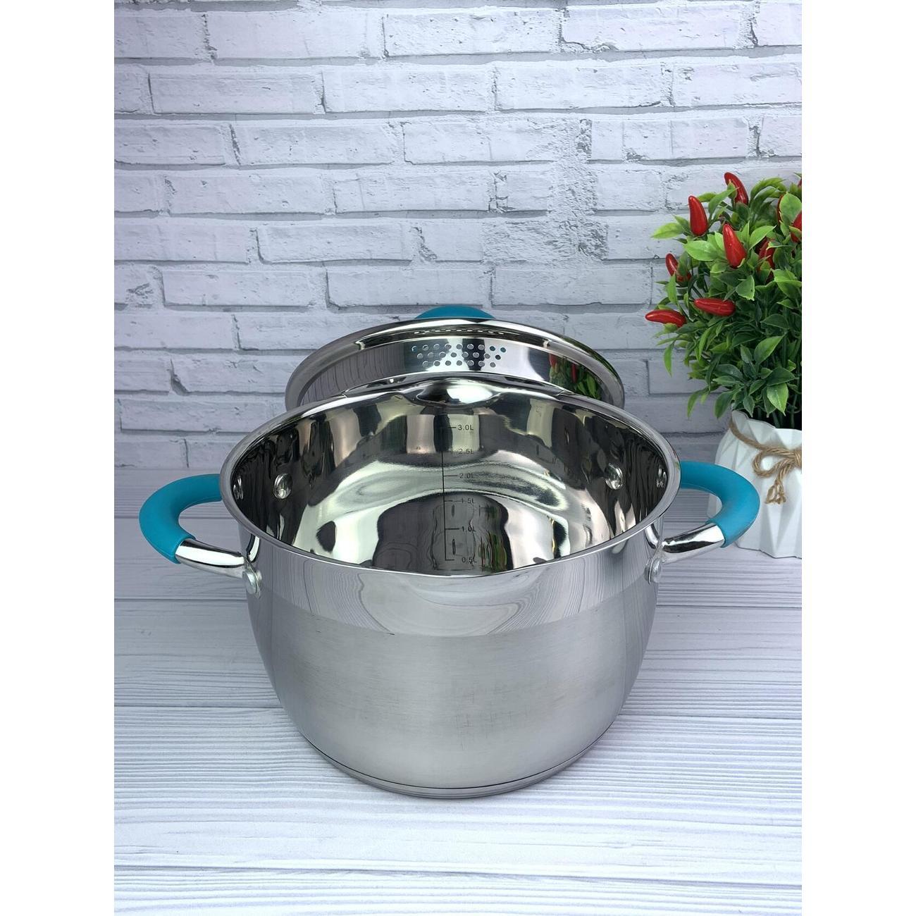 Кастрюля Эко-Поставка 2,9 л с крышкой и силиконовыми ручками