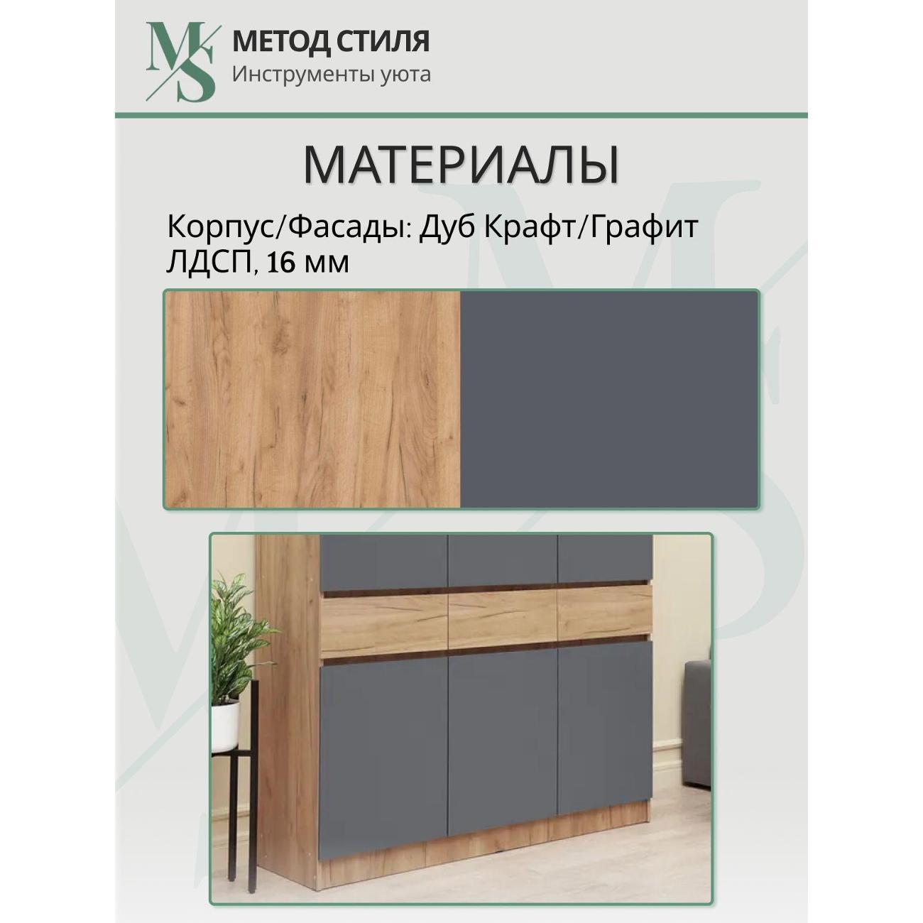 Шкаф распашной Мебельная компания МиФ Роджина Дуб крафт/Графит