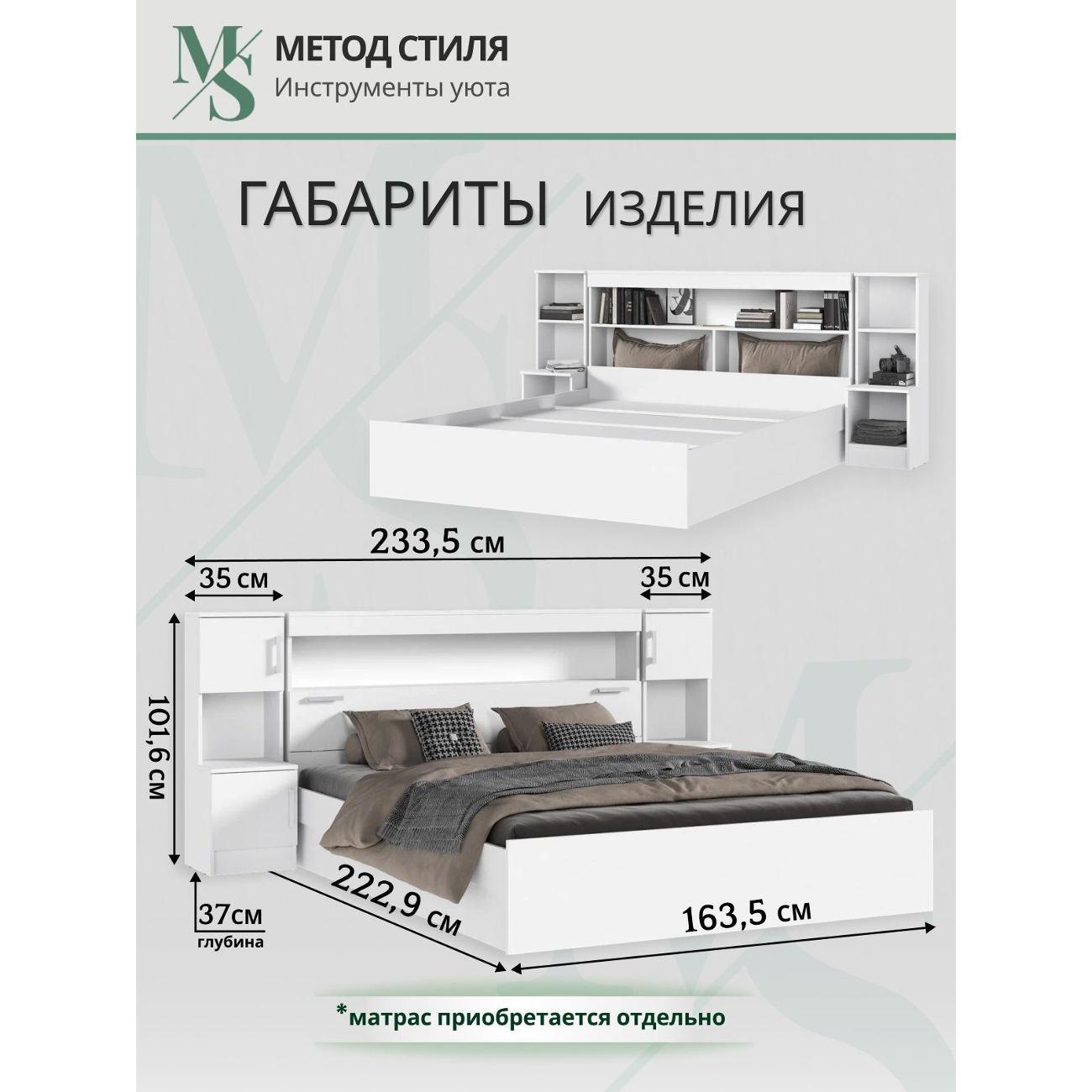 Кровать Мебельная компания Миф Басямиф 1,6м белая