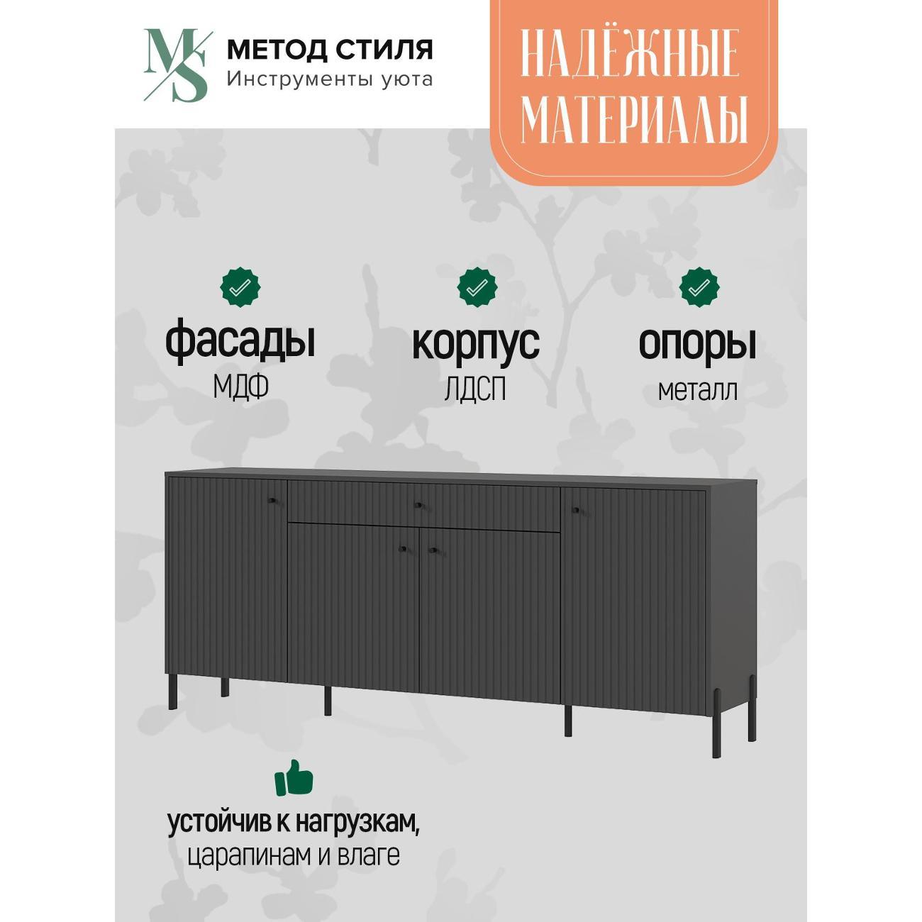 Комод Мебельная компания Миф "Оливия" Металл Графит Софт NEW