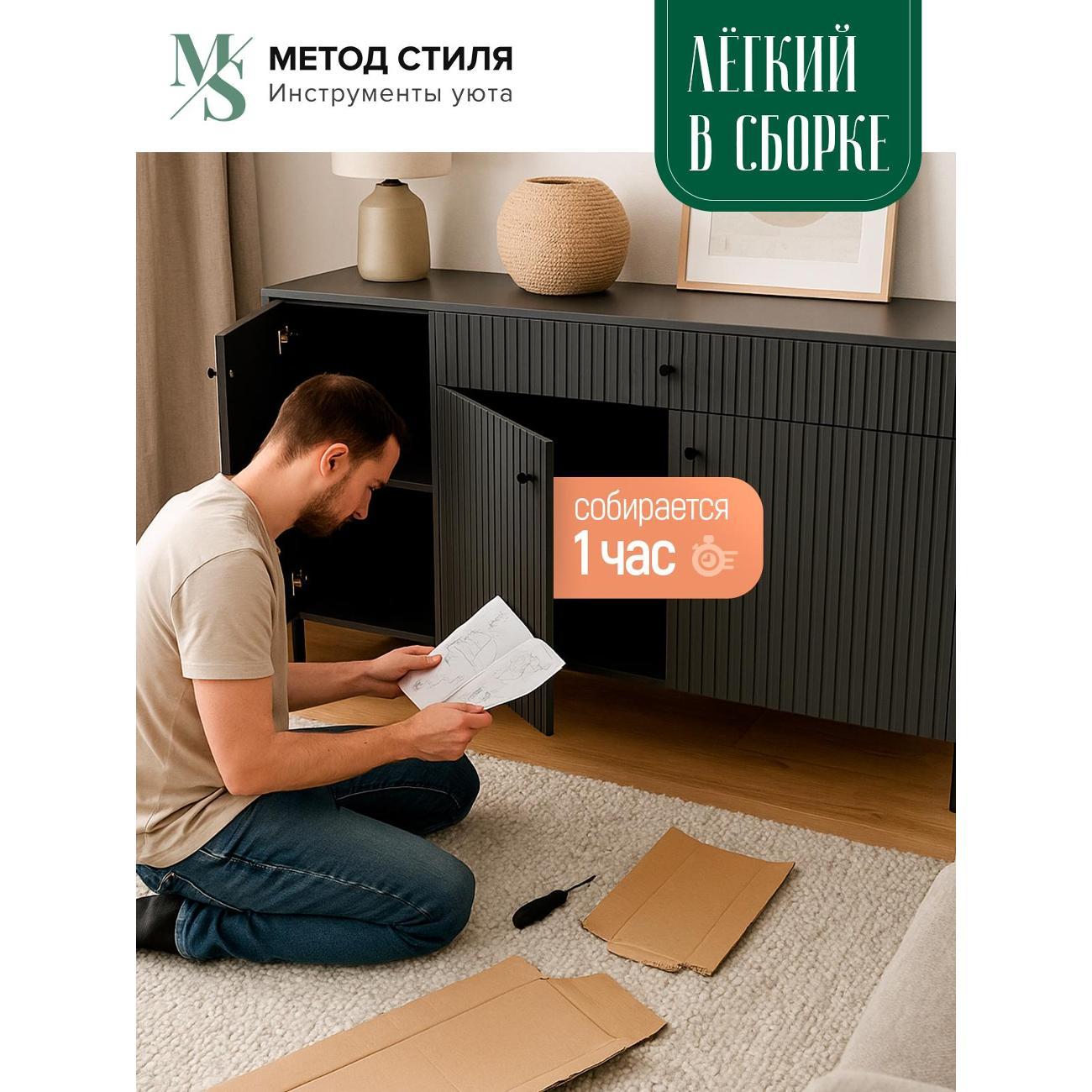 Комод Мебельная компания Миф "Оливия" Металл Графит Софт NEW