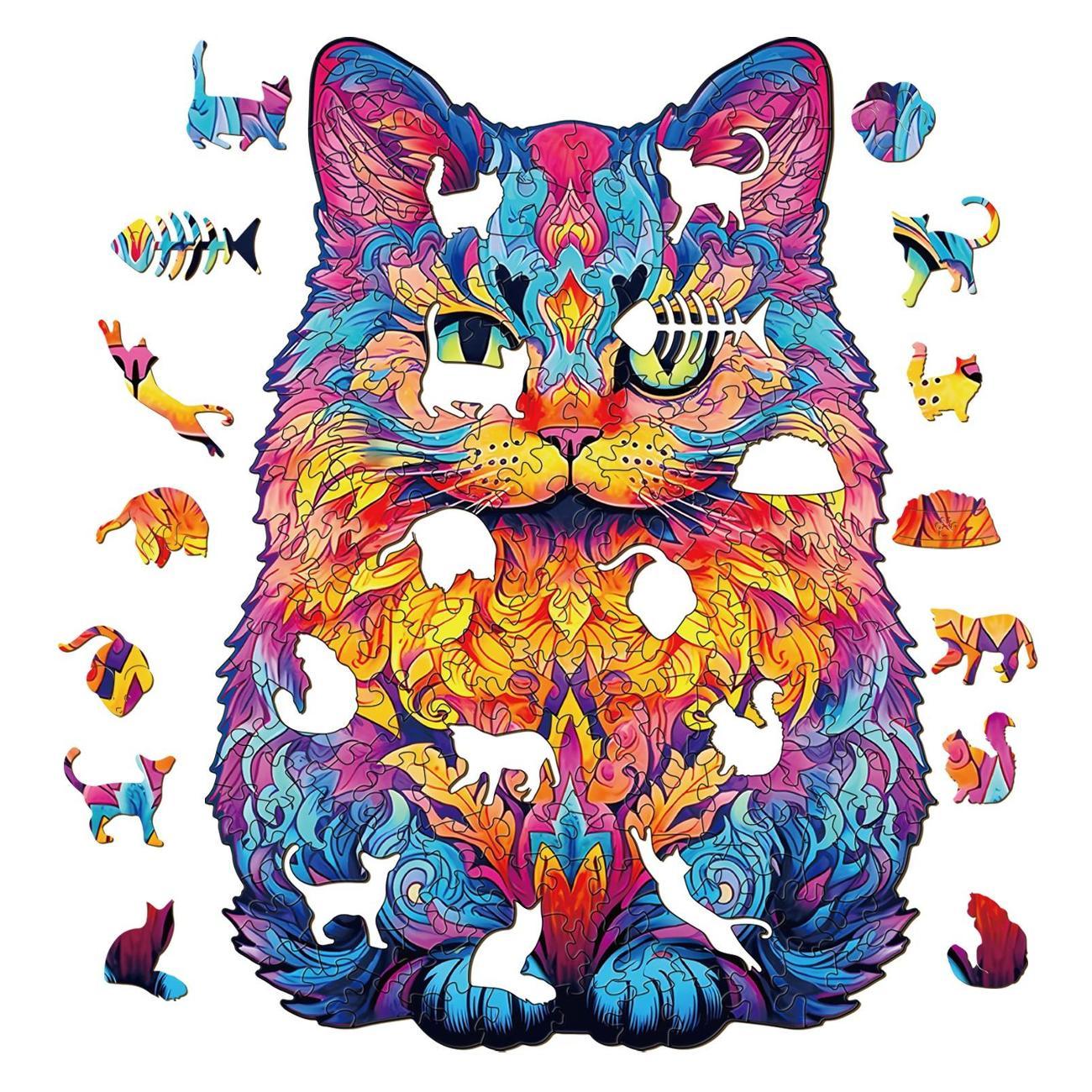 Пазл Woodbests 6295-WP Радужный кот S